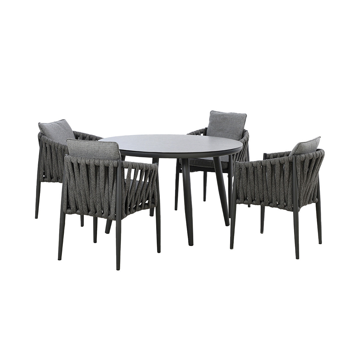 Milan Charcoal Round Outdoor Dining Set with Lazy Susan | 4 Seater