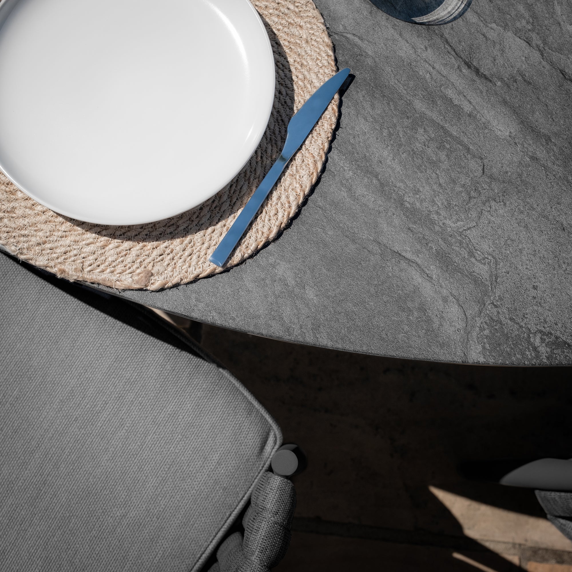 Milan Charcoal Oval Outdoor Dining Set with Lazy Susan | 6 Seater