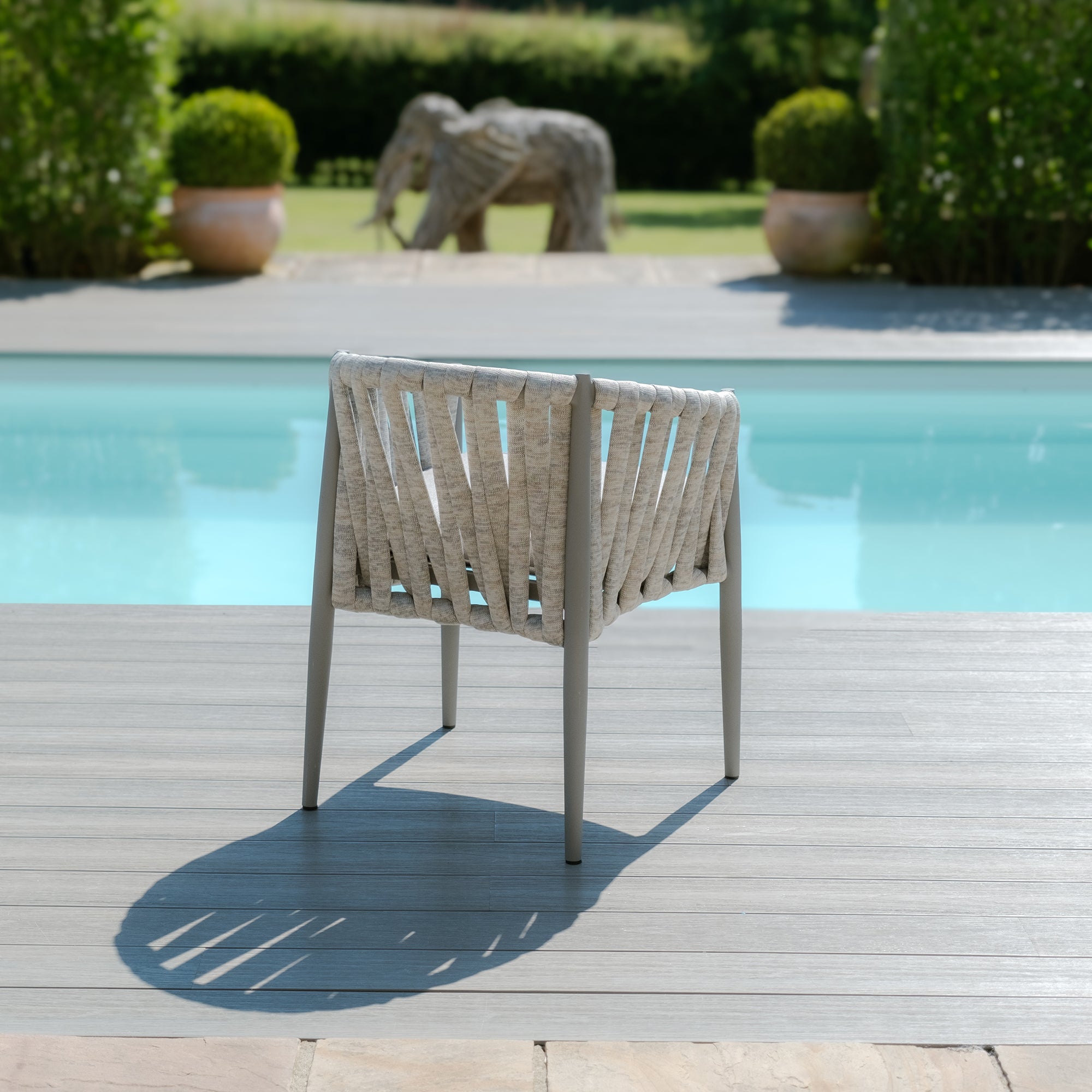 Milan Grey Cool Linen Oval Dining Set with Lazy Susan | 6 Seater