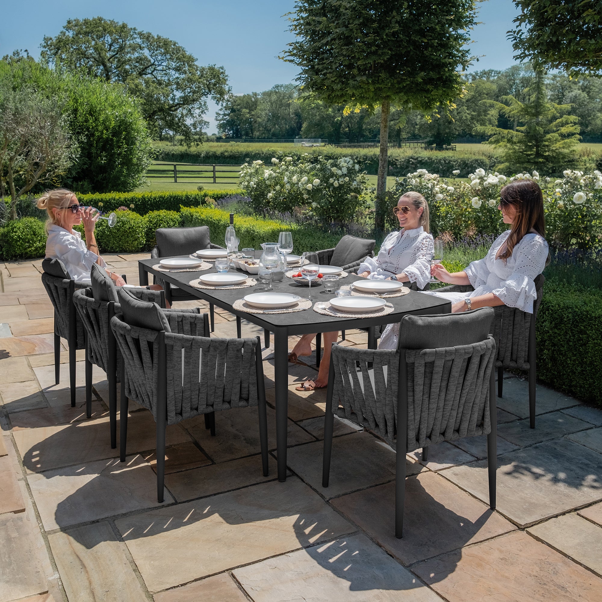 Milan Charcoal Rectangular Outdoor Dining Set | 8 Seater
