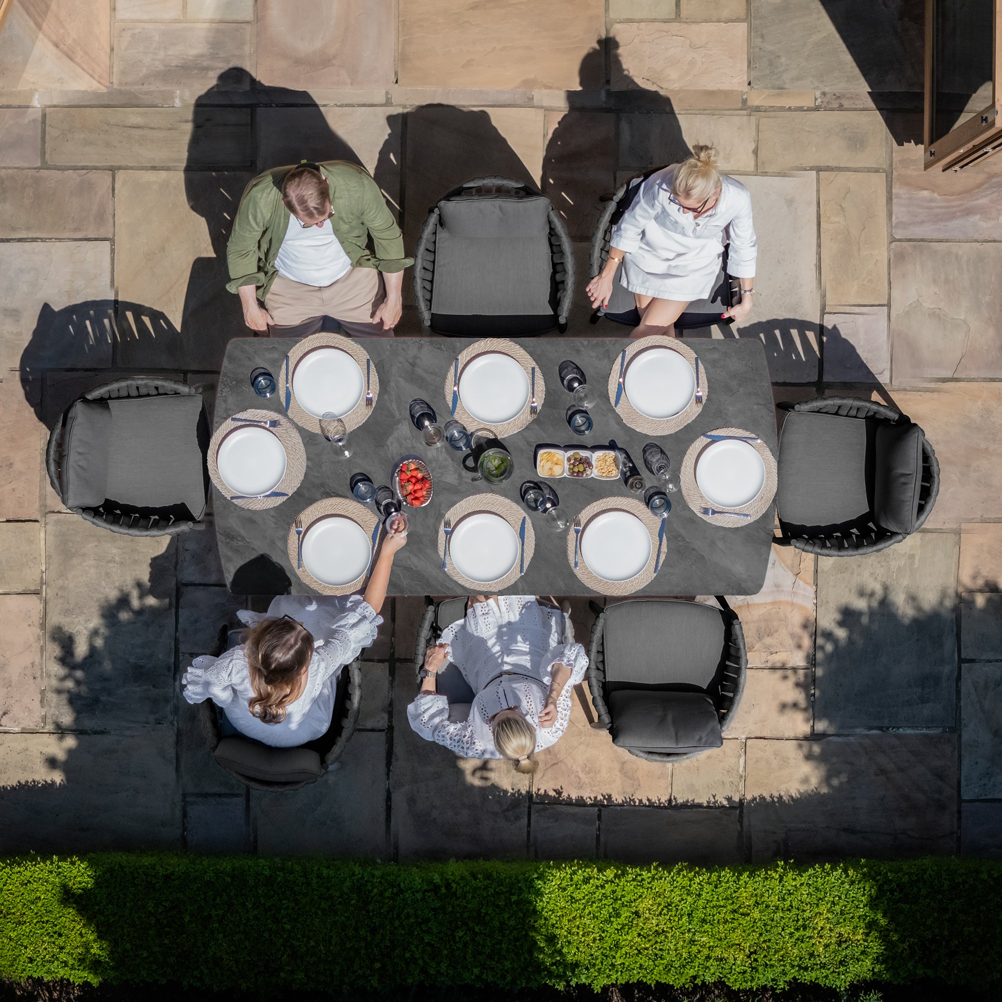 Milan Charcoal Rectangular Outdoor Dining Set | 8 Seater