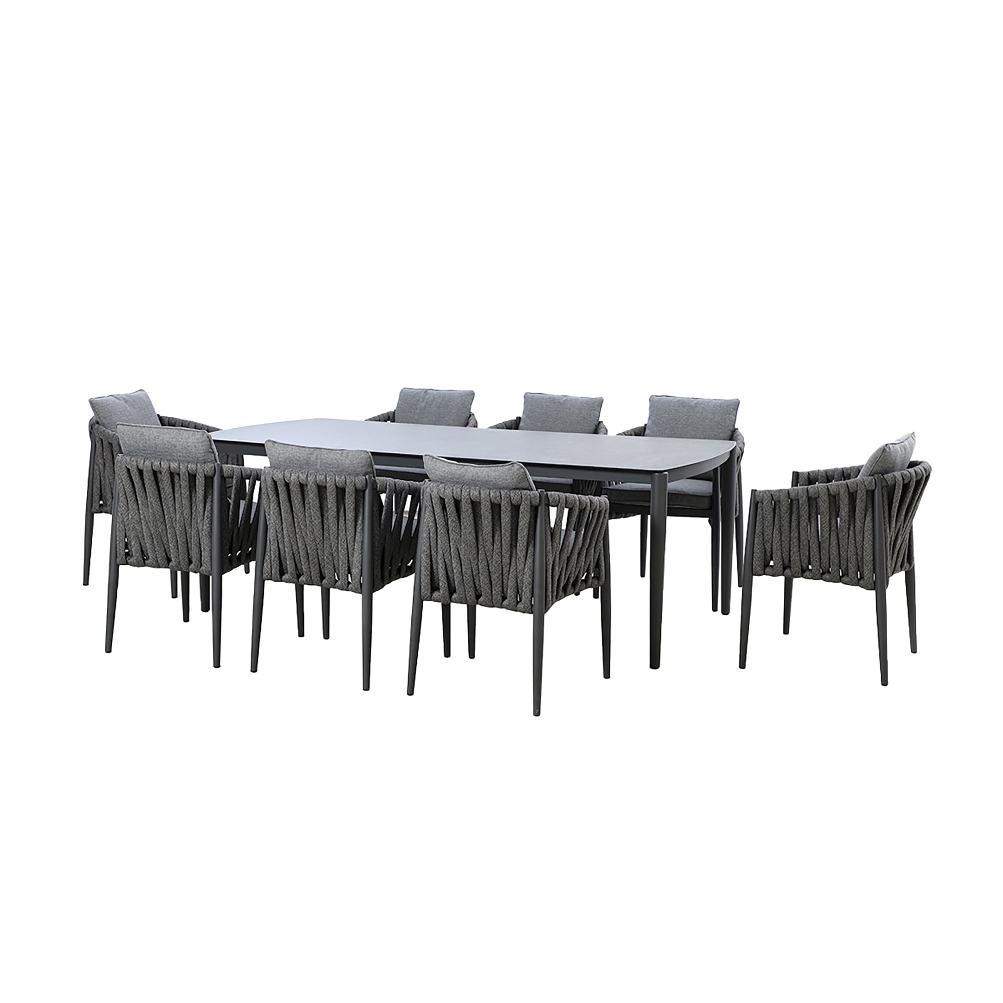 Milan Charcoal Rectangular Outdoor Dining Set | 8 Seater