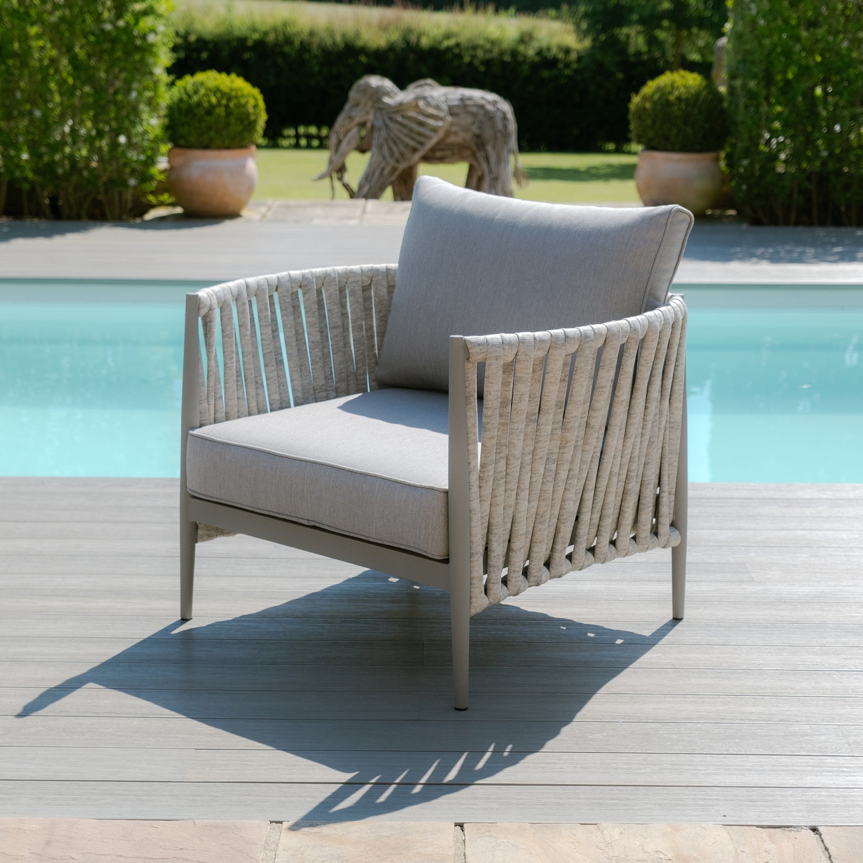 Milan Grey Cool Linen Outdoor Lounge Chair