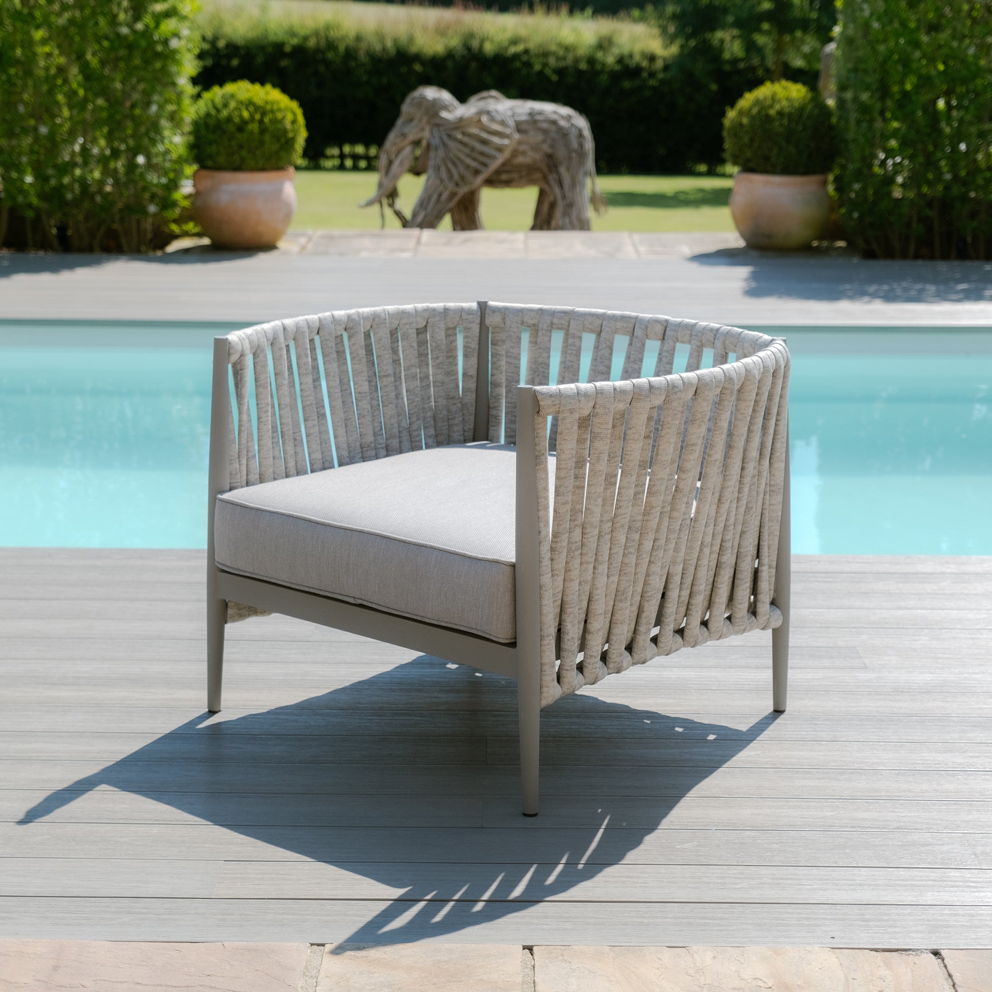 Milan Grey Cool Linen Outdoor Lounge Chair