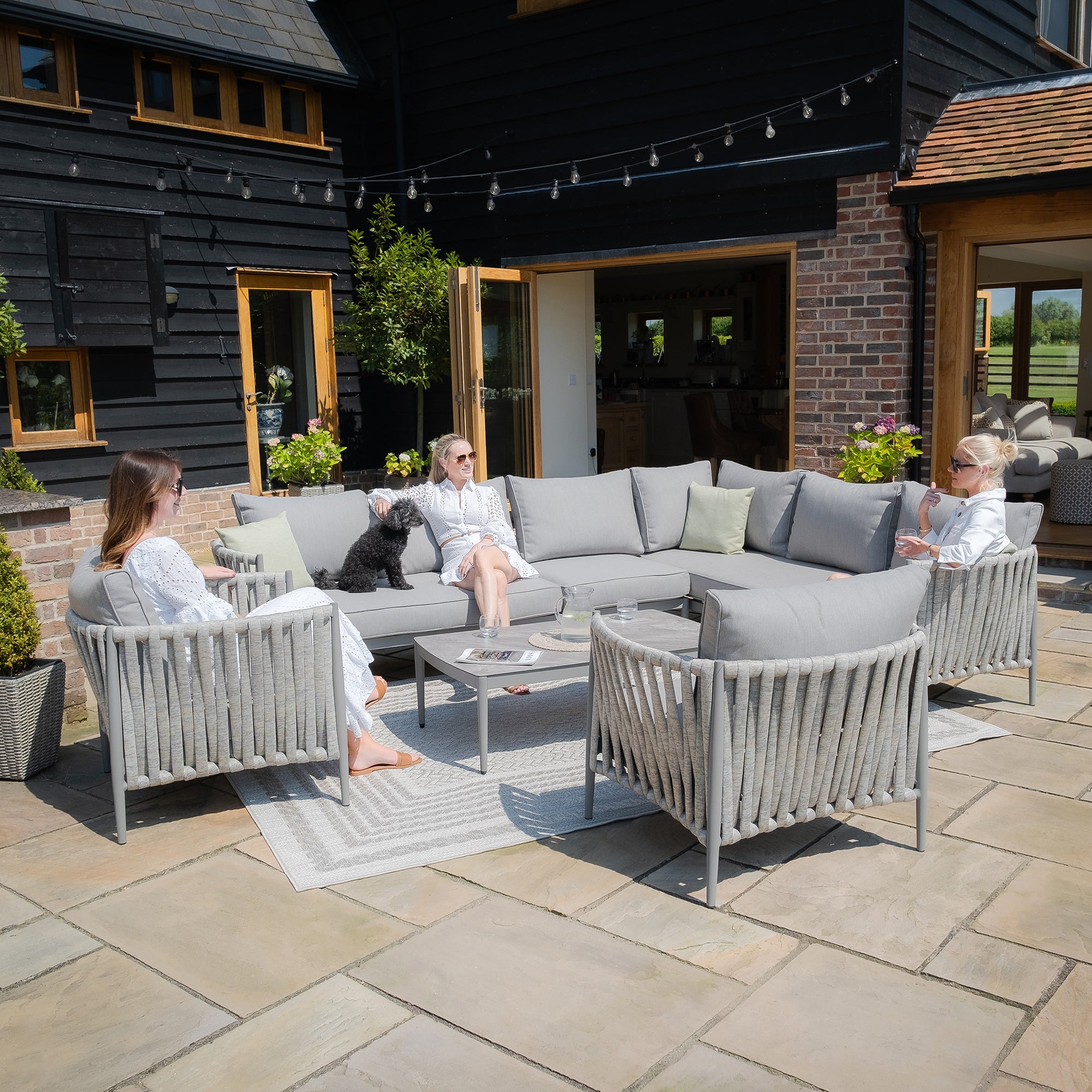 Milan Large Corner Sofa Set with Armchair Set of 2 - Cool Linen
