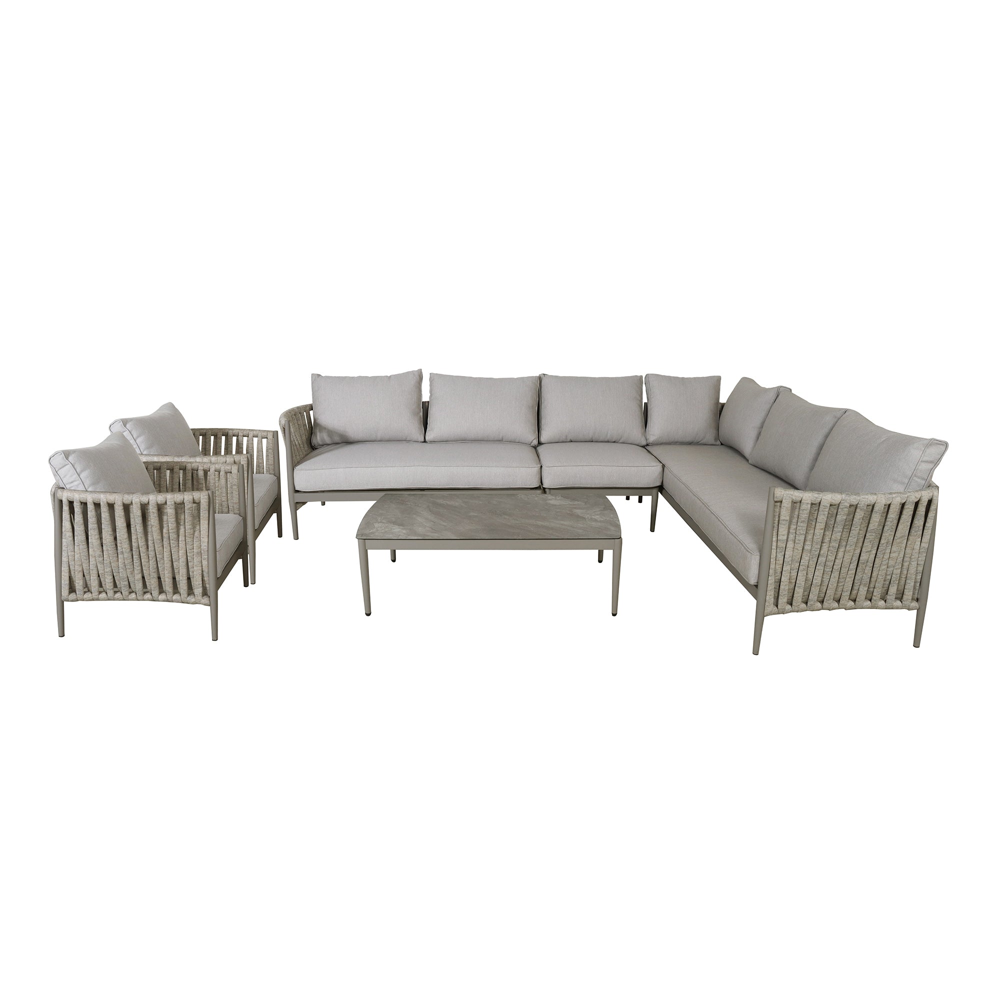 Milan Large Corner Sofa Set with Armchair Set of 2 - Cool Linen