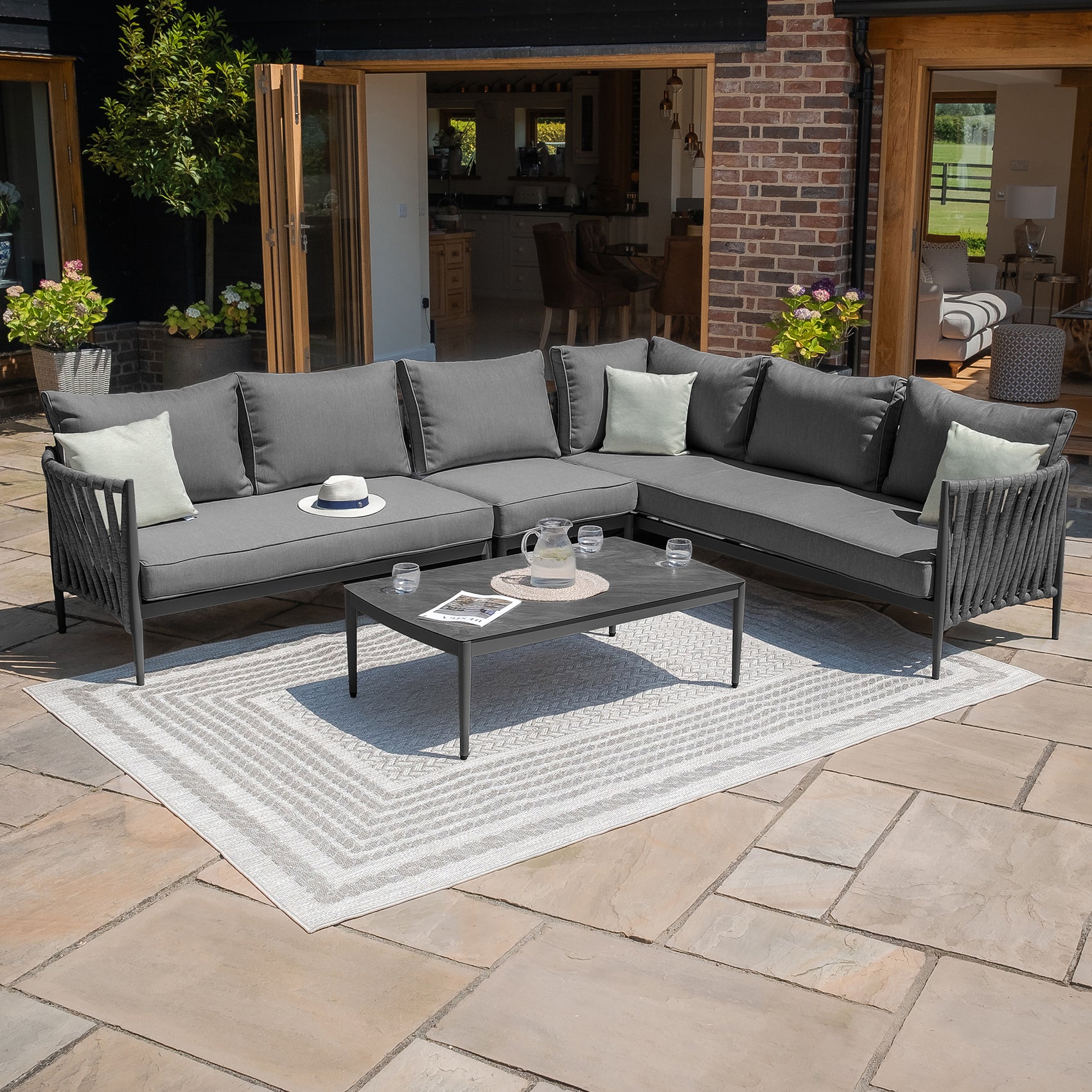 Milan Charcoal Outdoor Corner Sofa Set Large