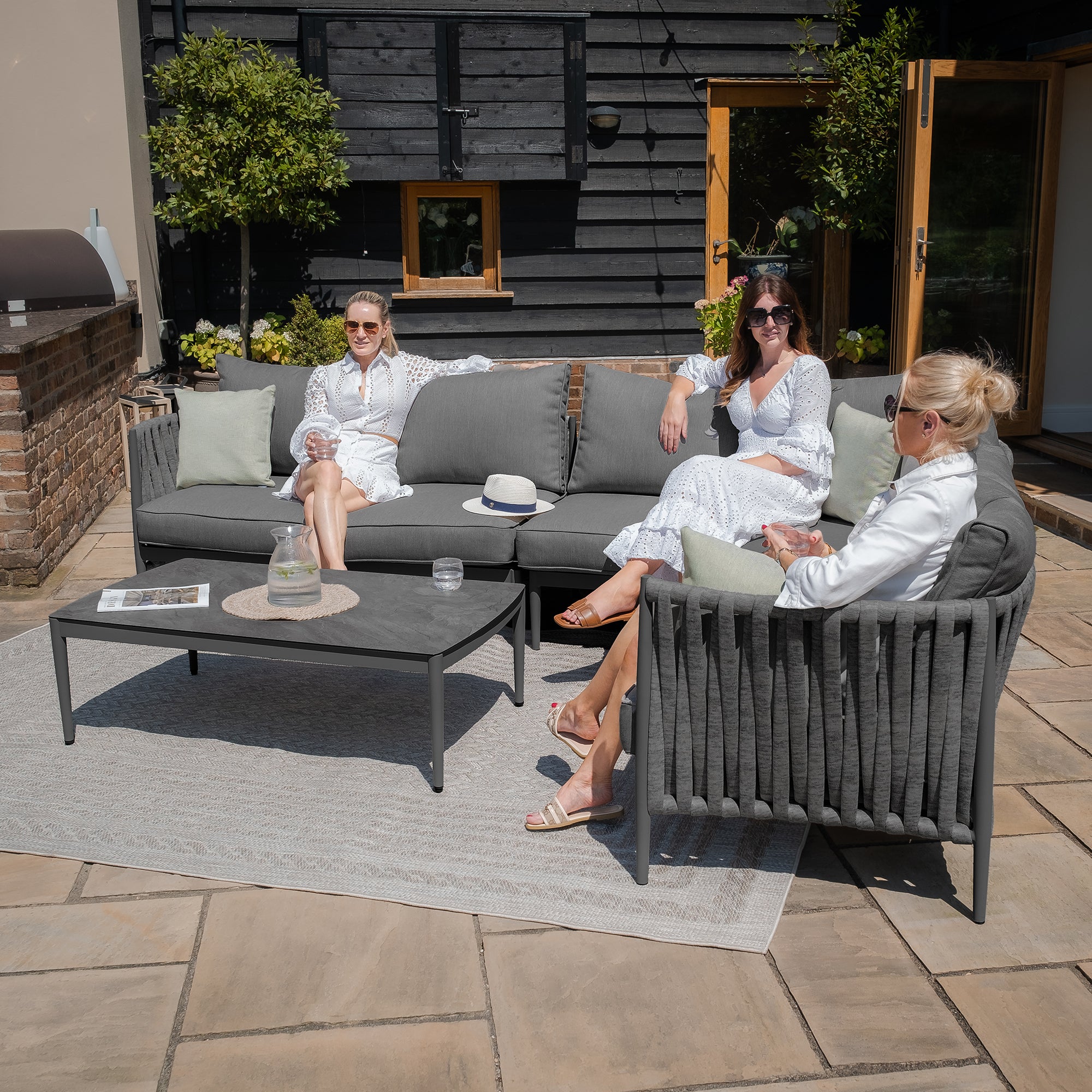 Milan Charcoal Outdoor Corner Sofa Set Large