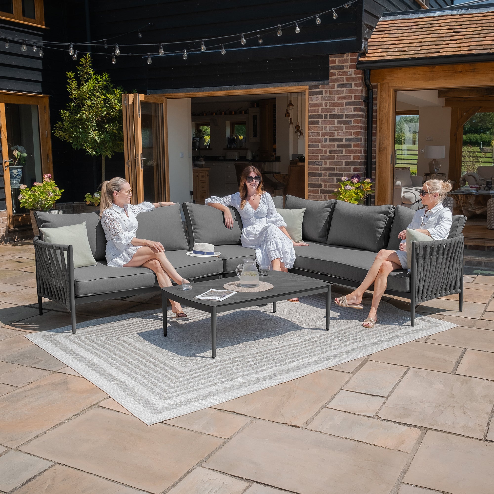 Milan Charcoal Outdoor Corner Sofa Set Large
