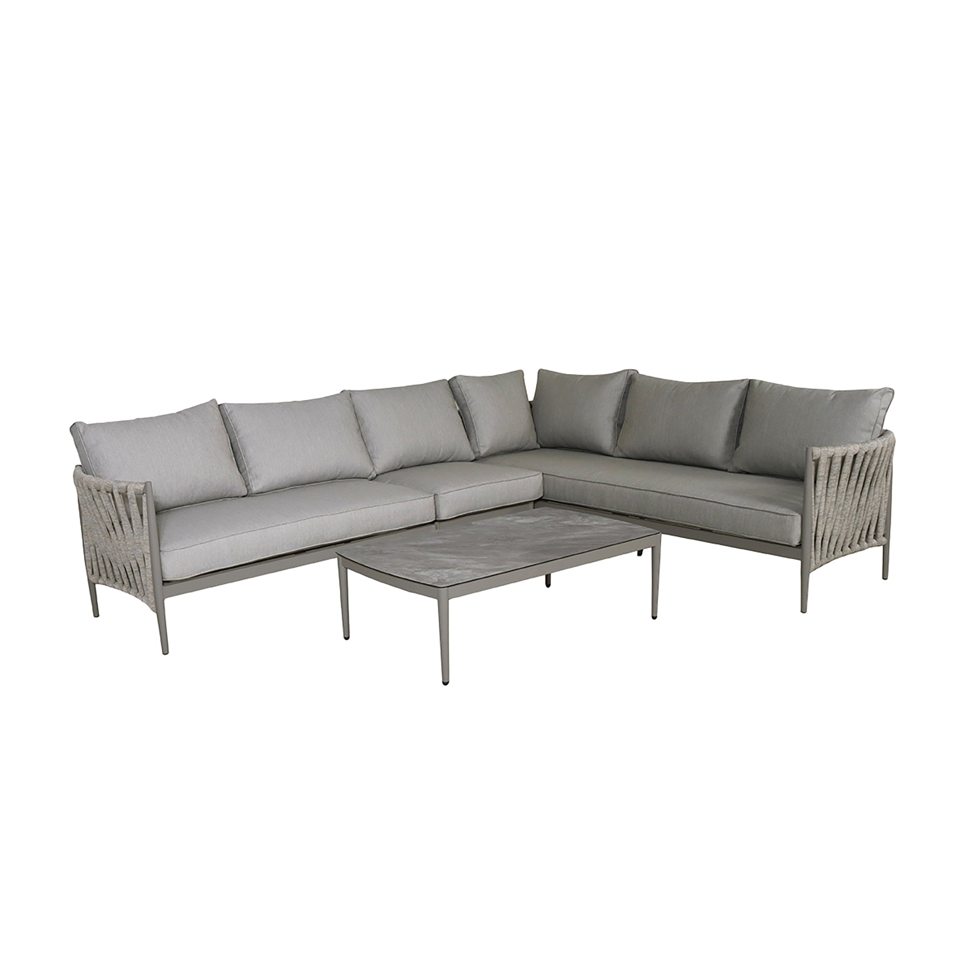 Milan Grey Cool Linen Corner Sofa Set | Large