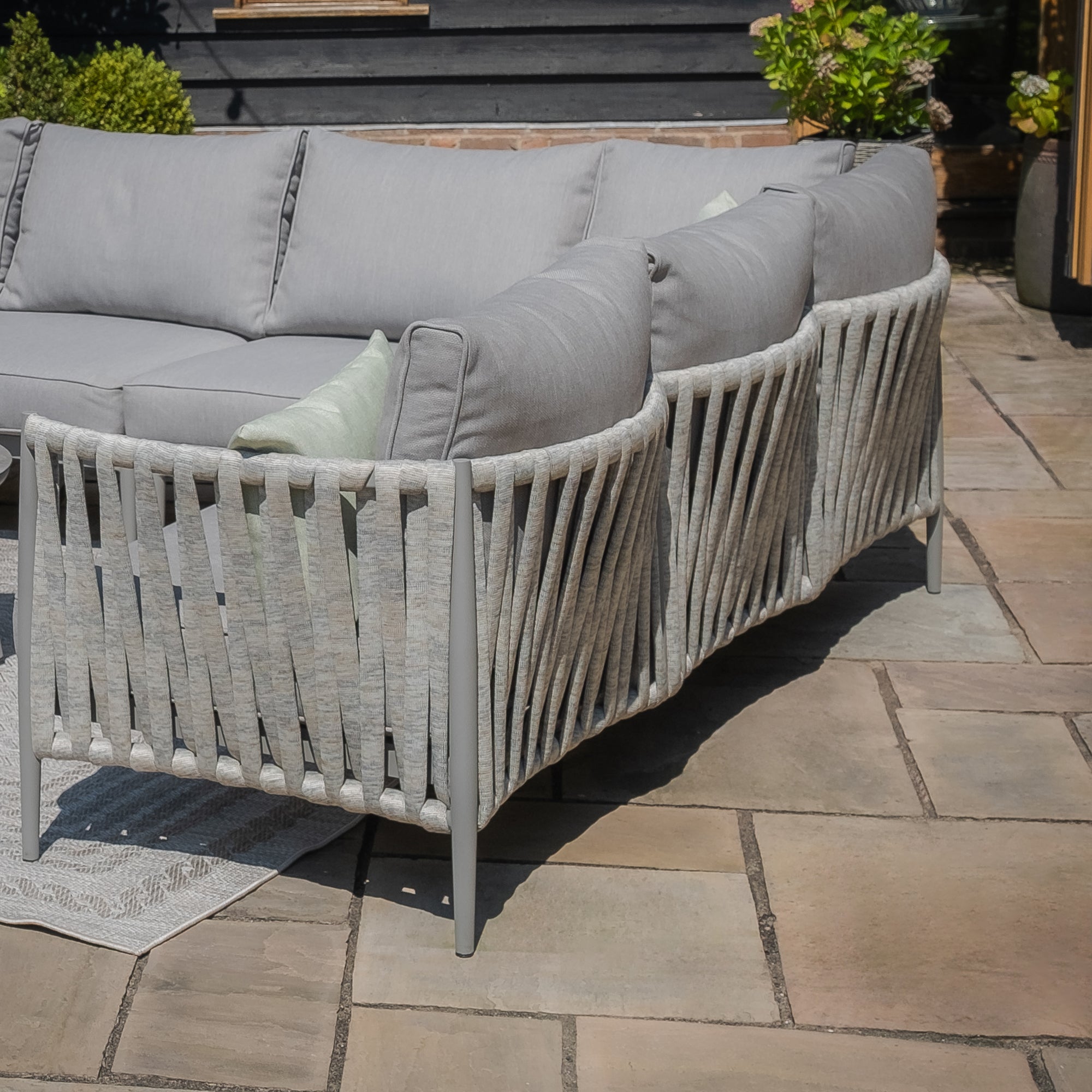 Milan Grey Cool Linen Corner Sofa Set | Small