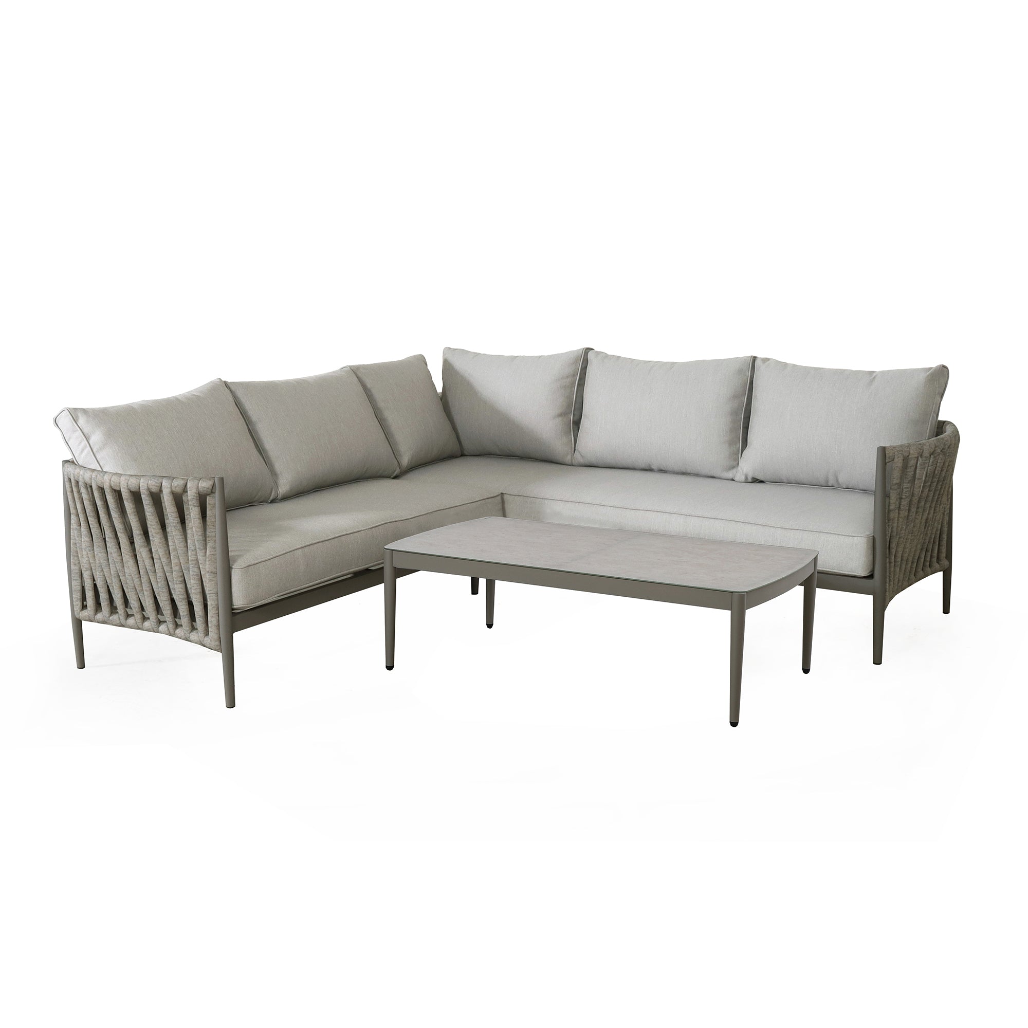 Milan Grey Cool Linen Corner Sofa Set | Small