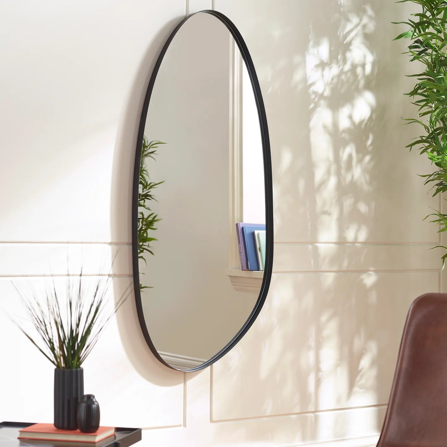 Marino Organic Shaped Black Wall Mirror