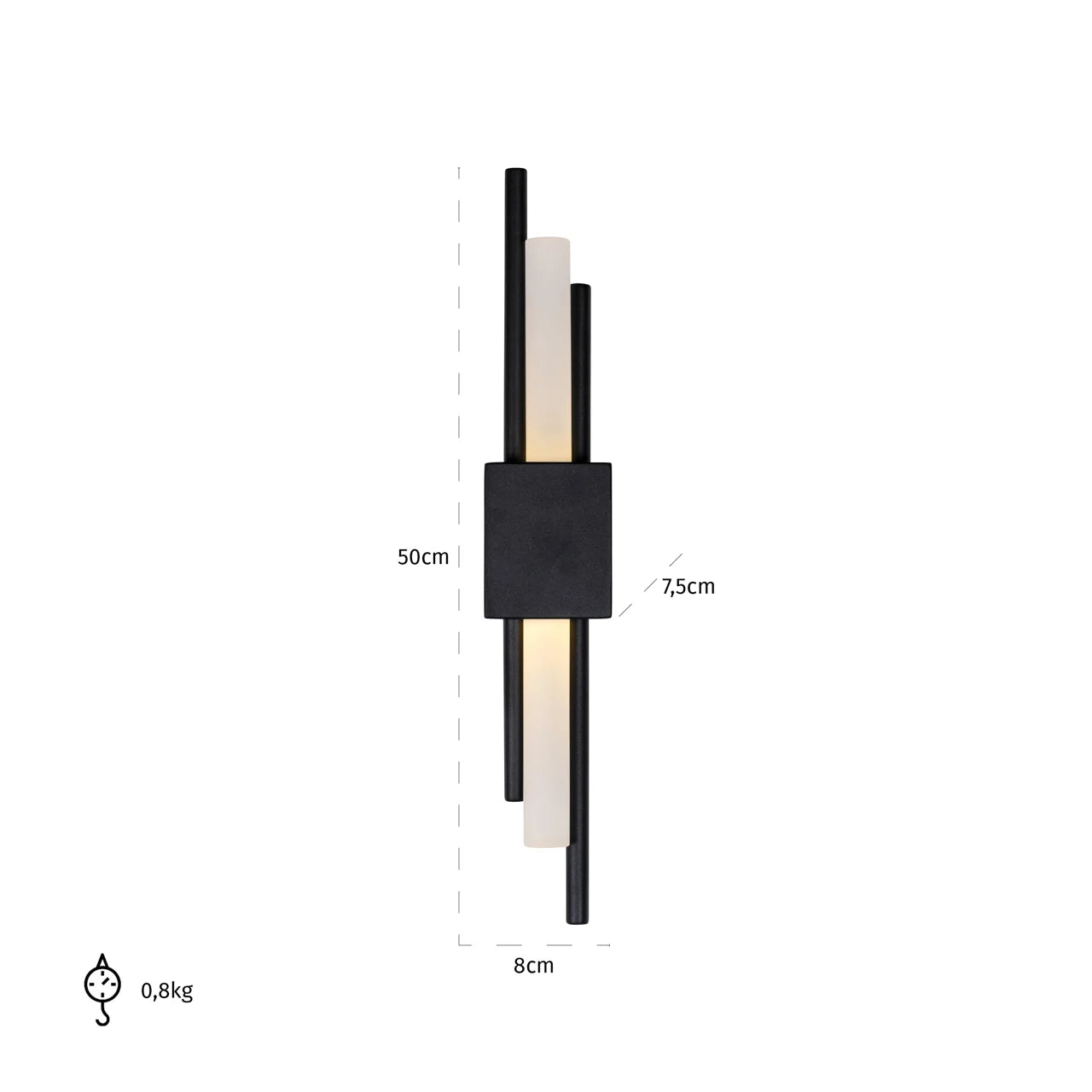 Richmond Interiors Mylas Matte Black Pillar Wall Light