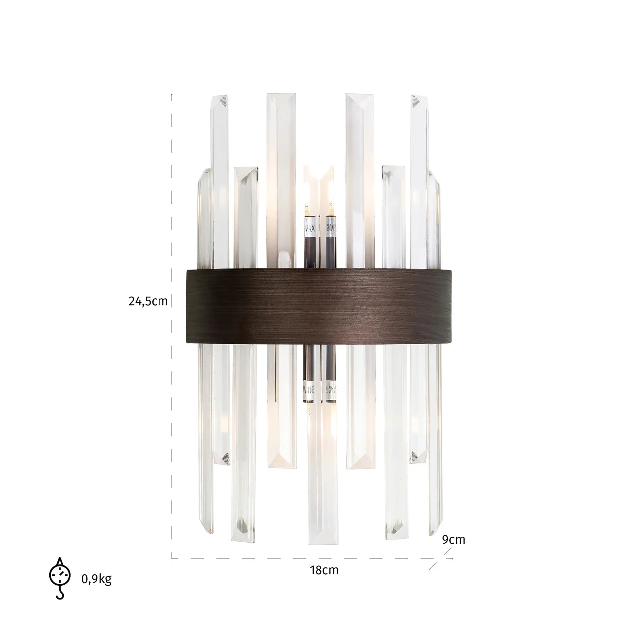 Richmond Interiors Avan Dark Bronze Band Crystal Glass Wall Light