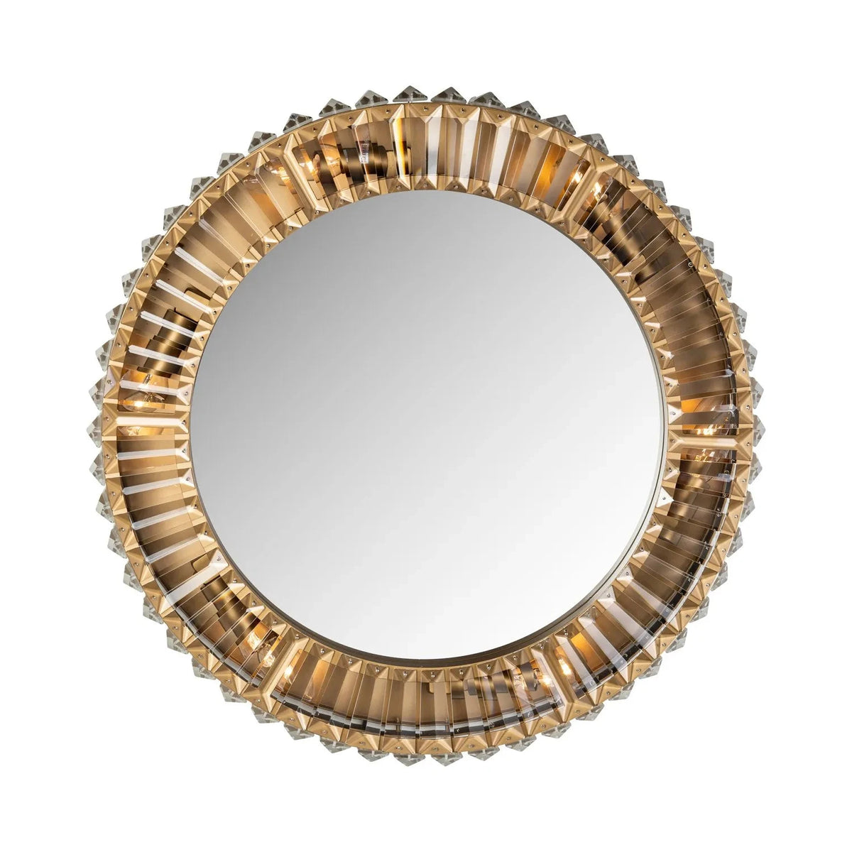 Richmond Interiors Becky Crystal Glass Mirrored Round Wall Light