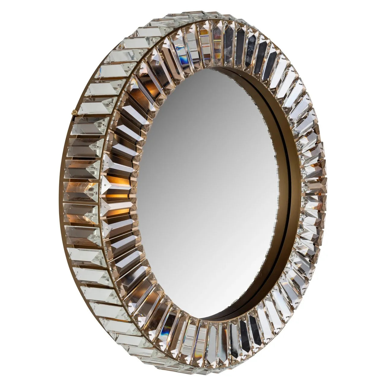Richmond Interiors Becky Crystal Glass Mirrored Round Wall Light