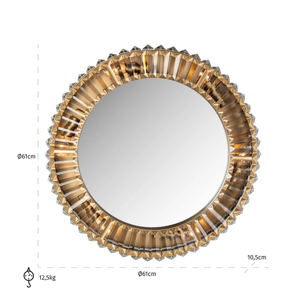 Richmond Interiors Becky Crystal Glass Mirrored Round Wall Light