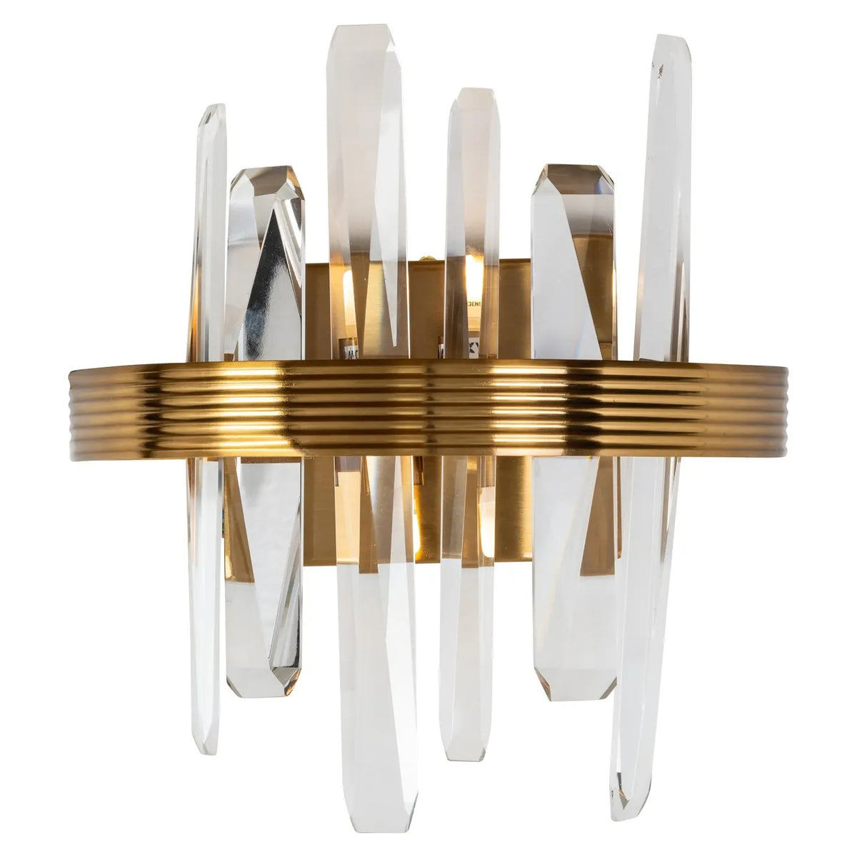 Richmond Interiors Brigh Gold Band & Crystal Glass Wall Light