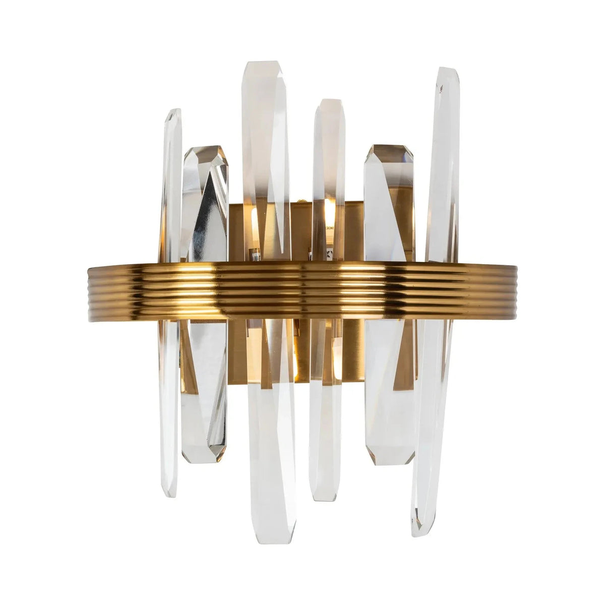 Richmond Interiors Brigh Gold Band & Crystal Glass Wall Light
