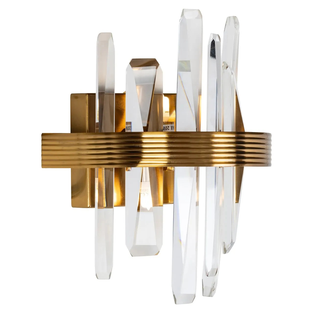 Richmond Interiors Brigh Gold Band & Crystal Glass Wall Light