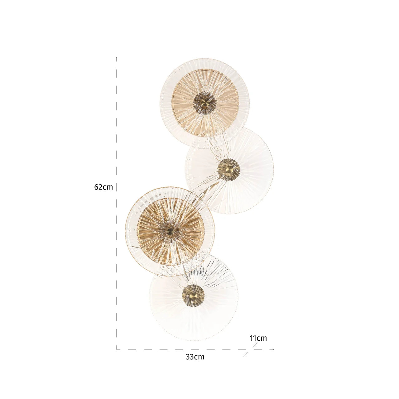 Richmond Interiors Linzi Brushed Gold Stacked Glass Wall Light