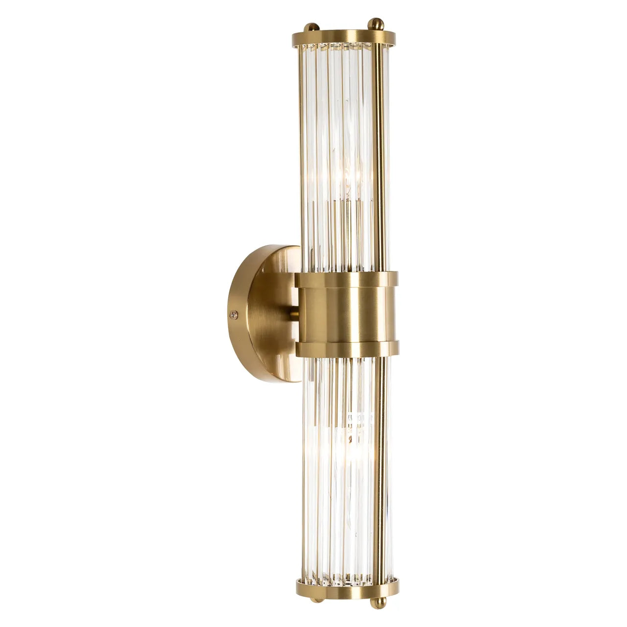 Richmond Interiors Lyan Brushed Gold & Glass Cylinder Wall Light