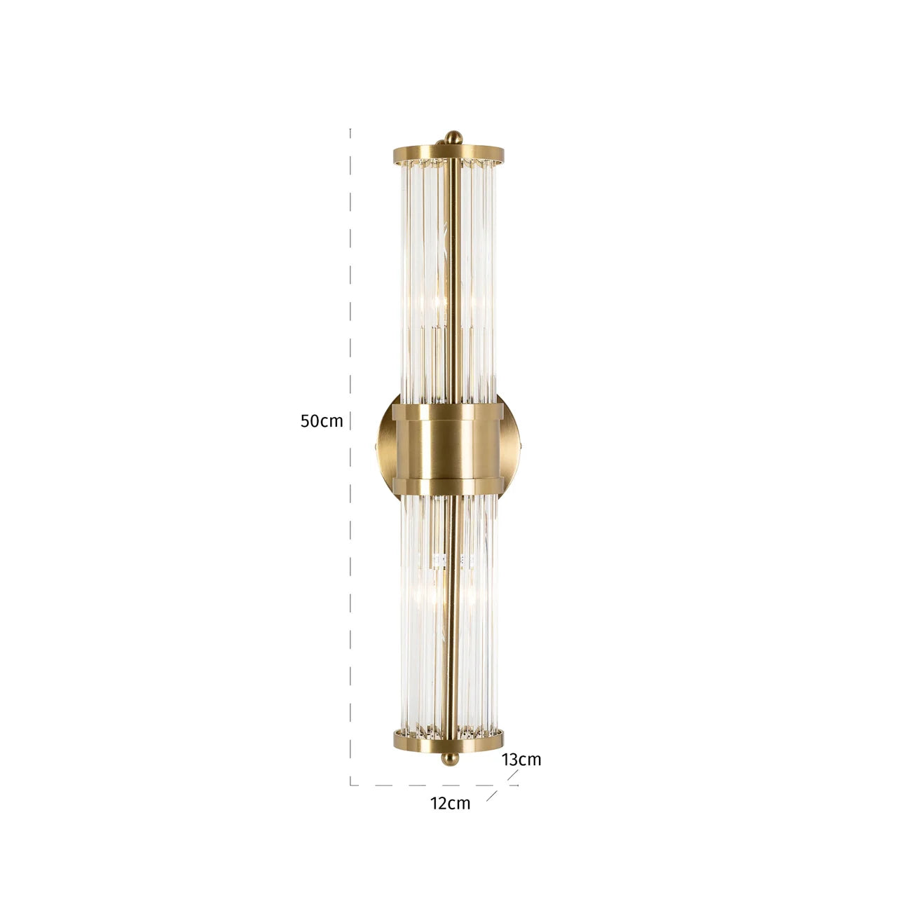 Richmond Interiors Lyan Brushed Gold & Glass Cylinder Wall Light