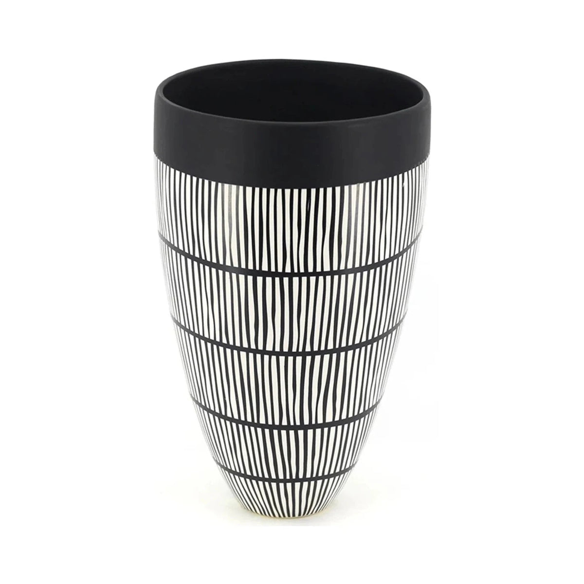 Birch I Monochrome Striped Ceramic Vase