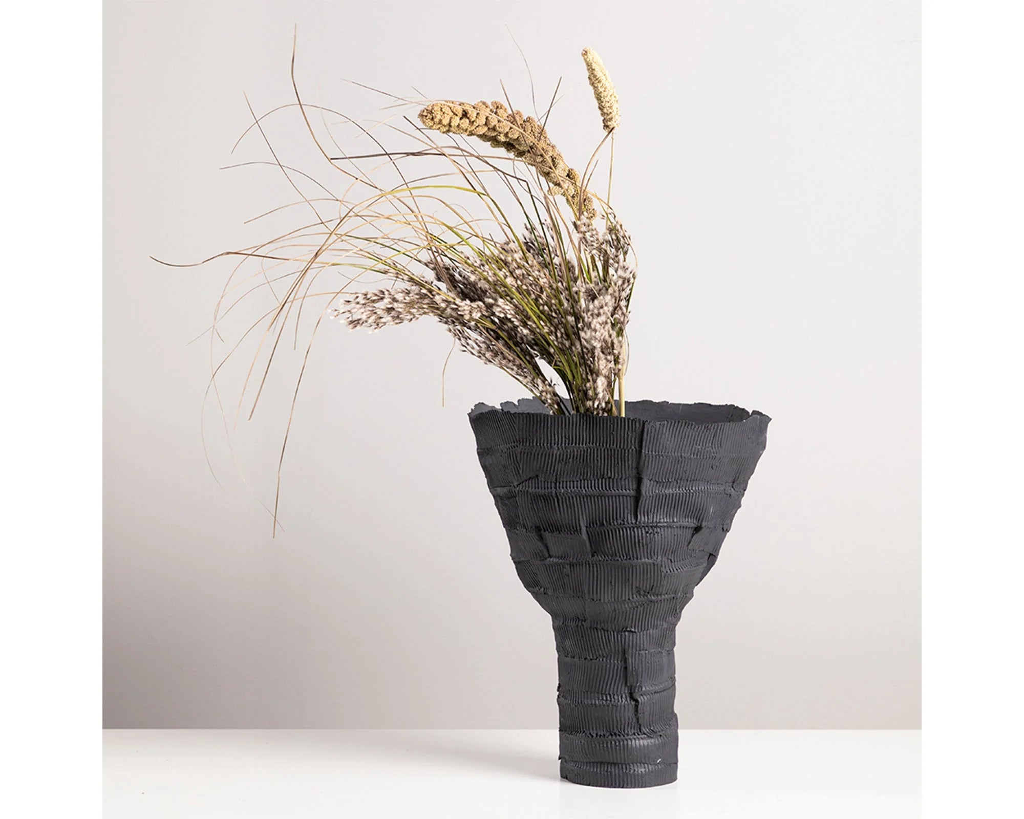 Dione Black Ceramic Wavy Vase