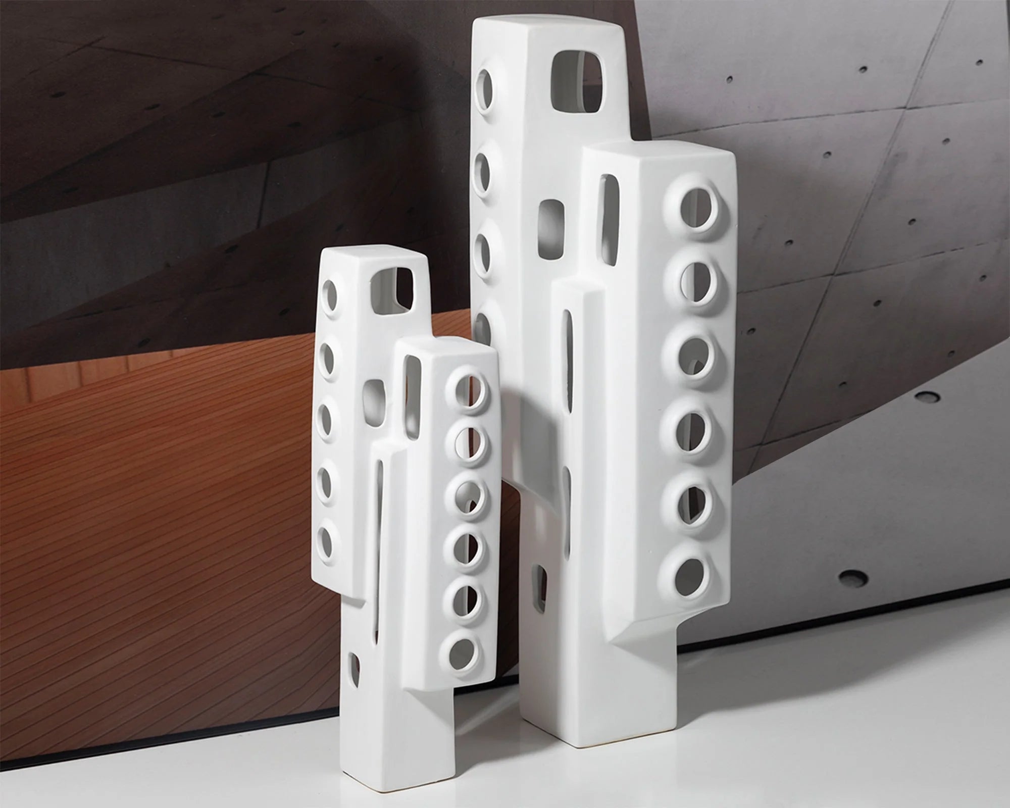 Elm I White Textured Ceramic Sculpture
