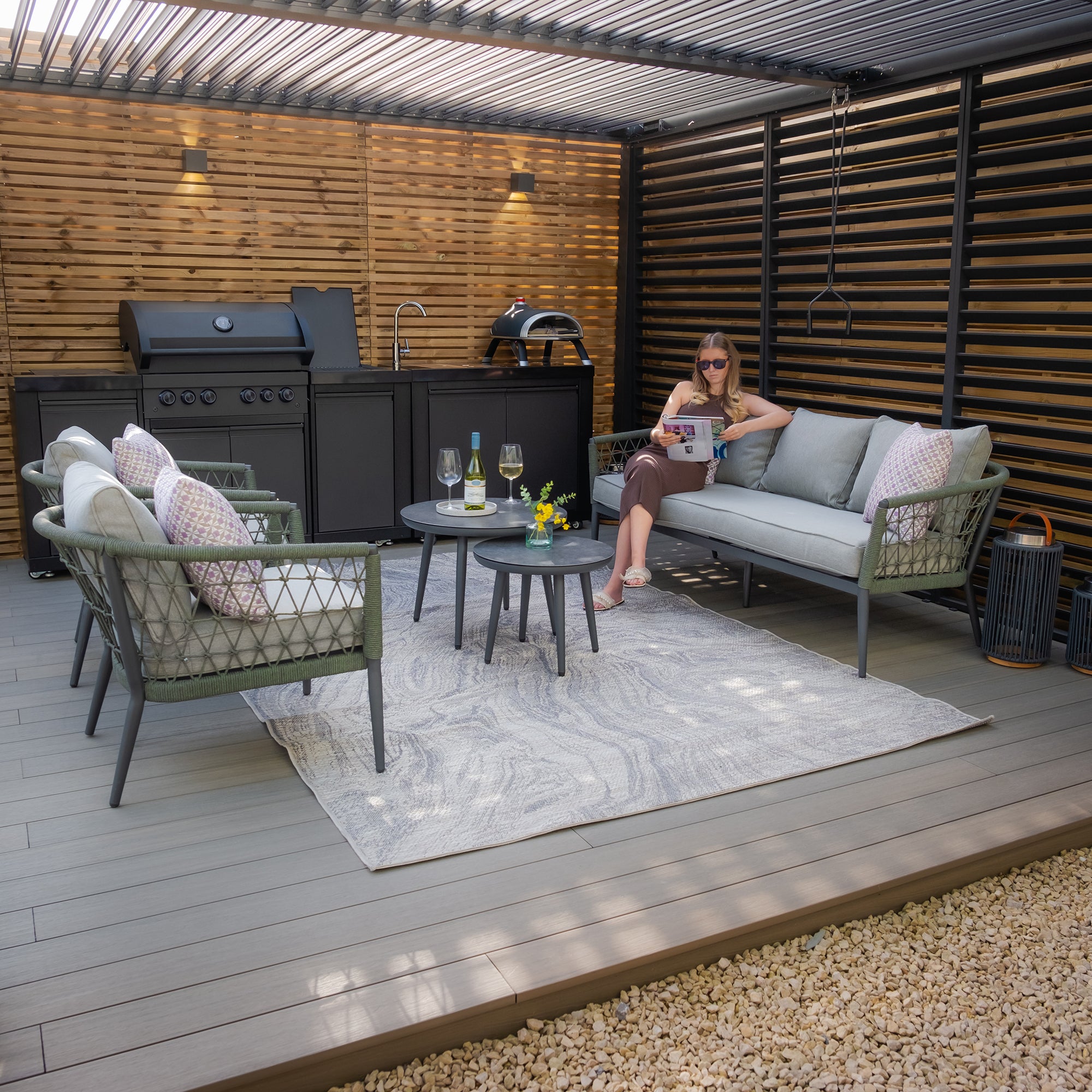 Monaco 3 Seater Sofa Set - Ivy Green