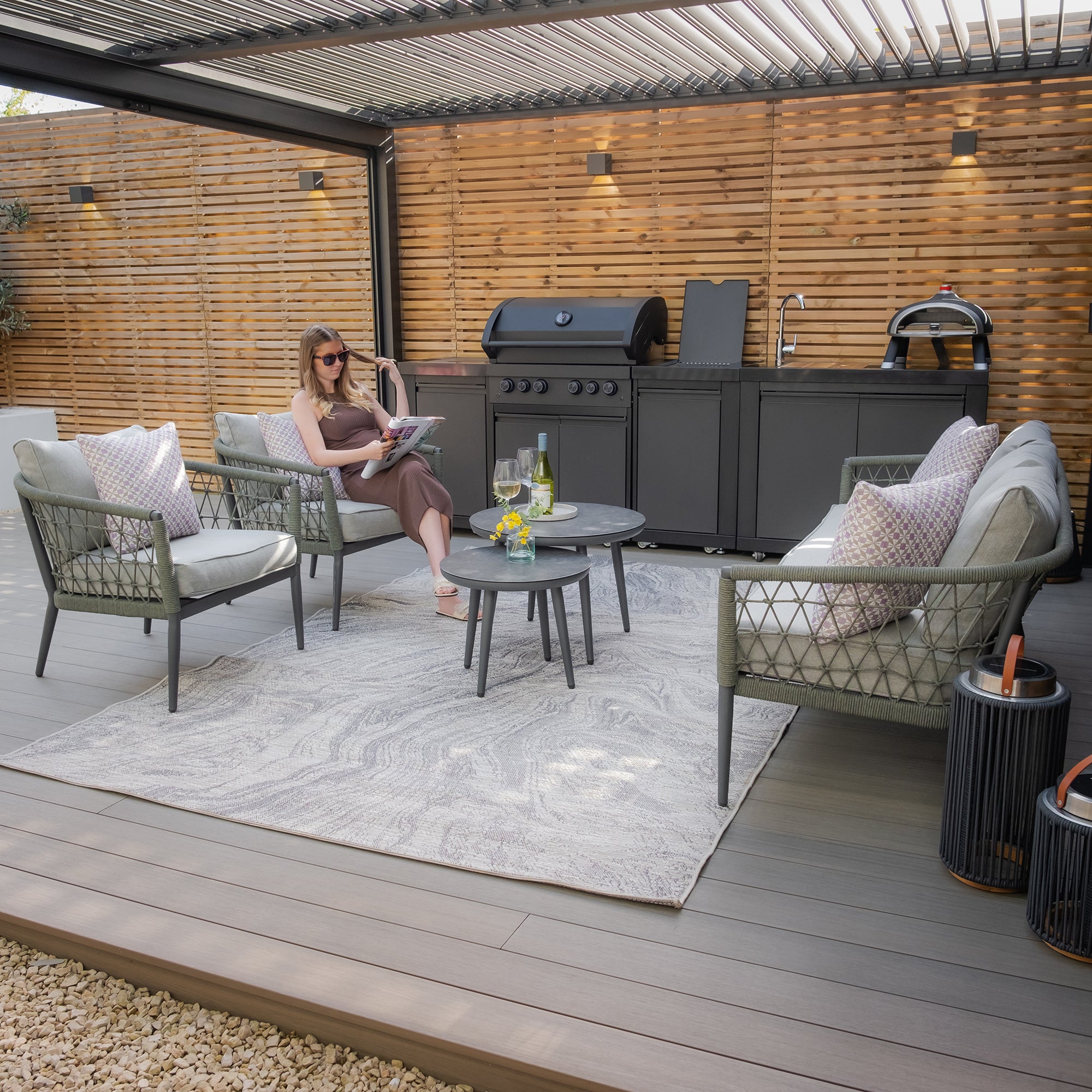 Monaco 3 Seater Sofa Set - Ivy Green