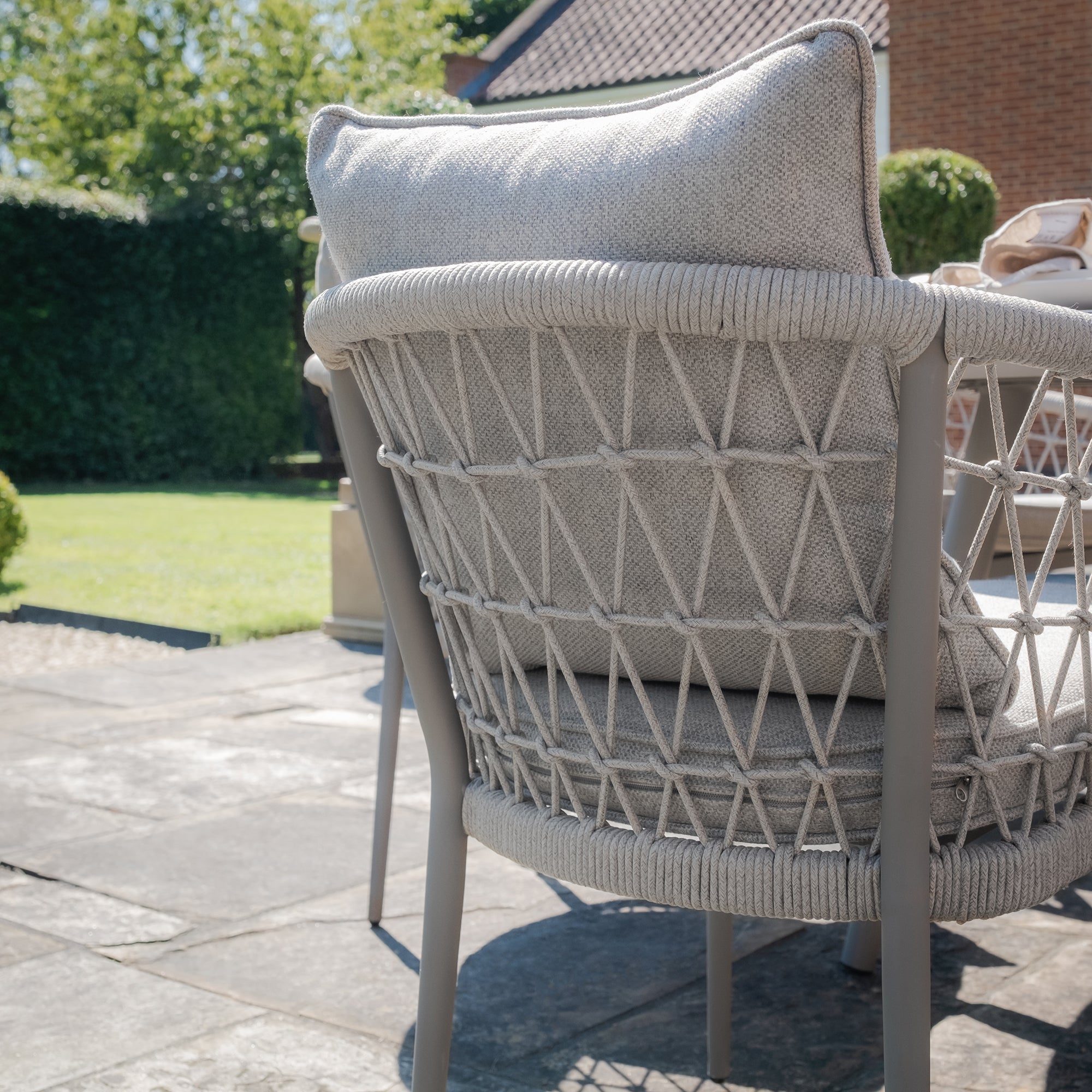 Monaco Grey Cool Linen Round Dining Set | 4 Seater