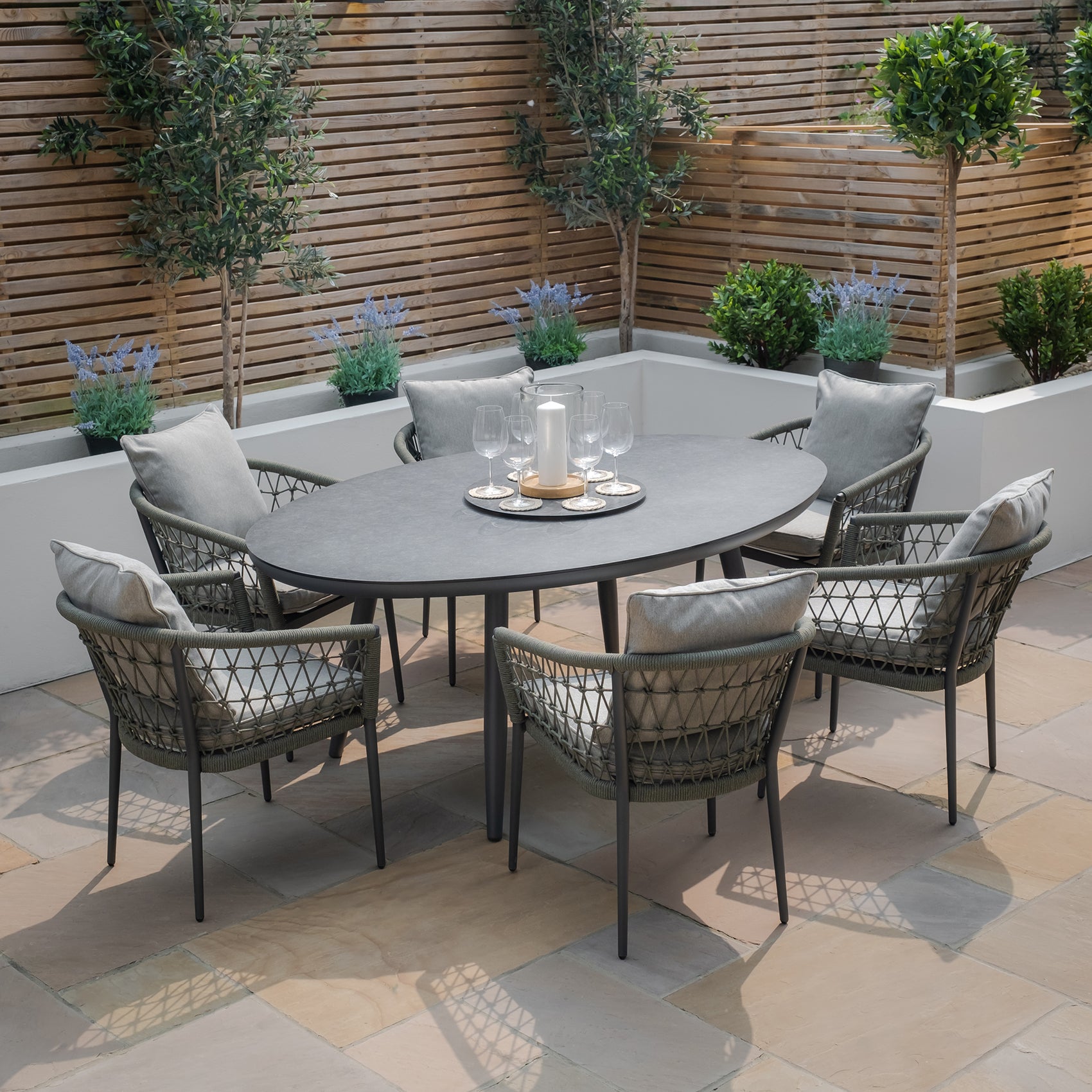Monaco 6 Seater Low Bar Set - Ivy Green