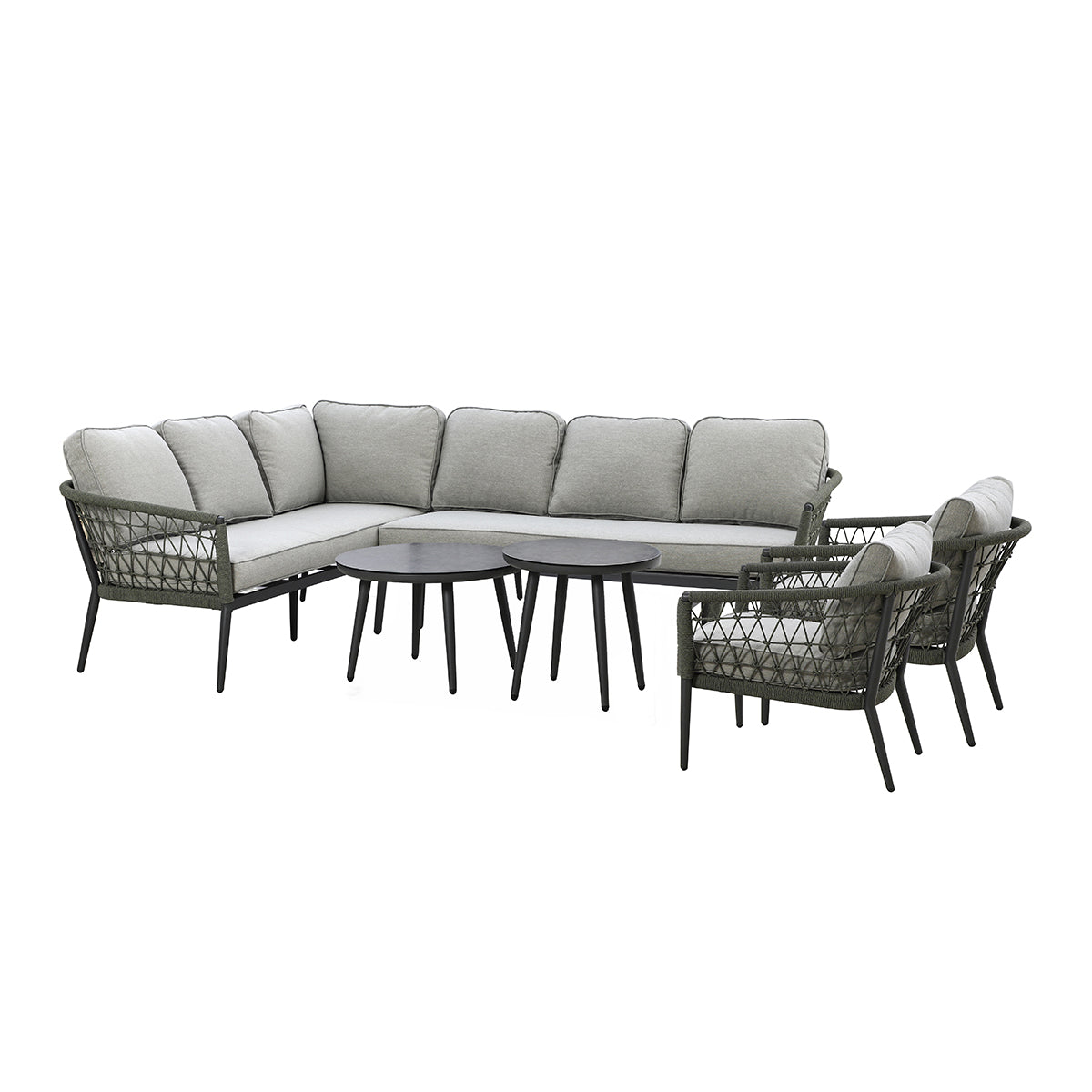 Monaco Large Corner Sofa Set with Armchair Set of 2 - Ivy Green