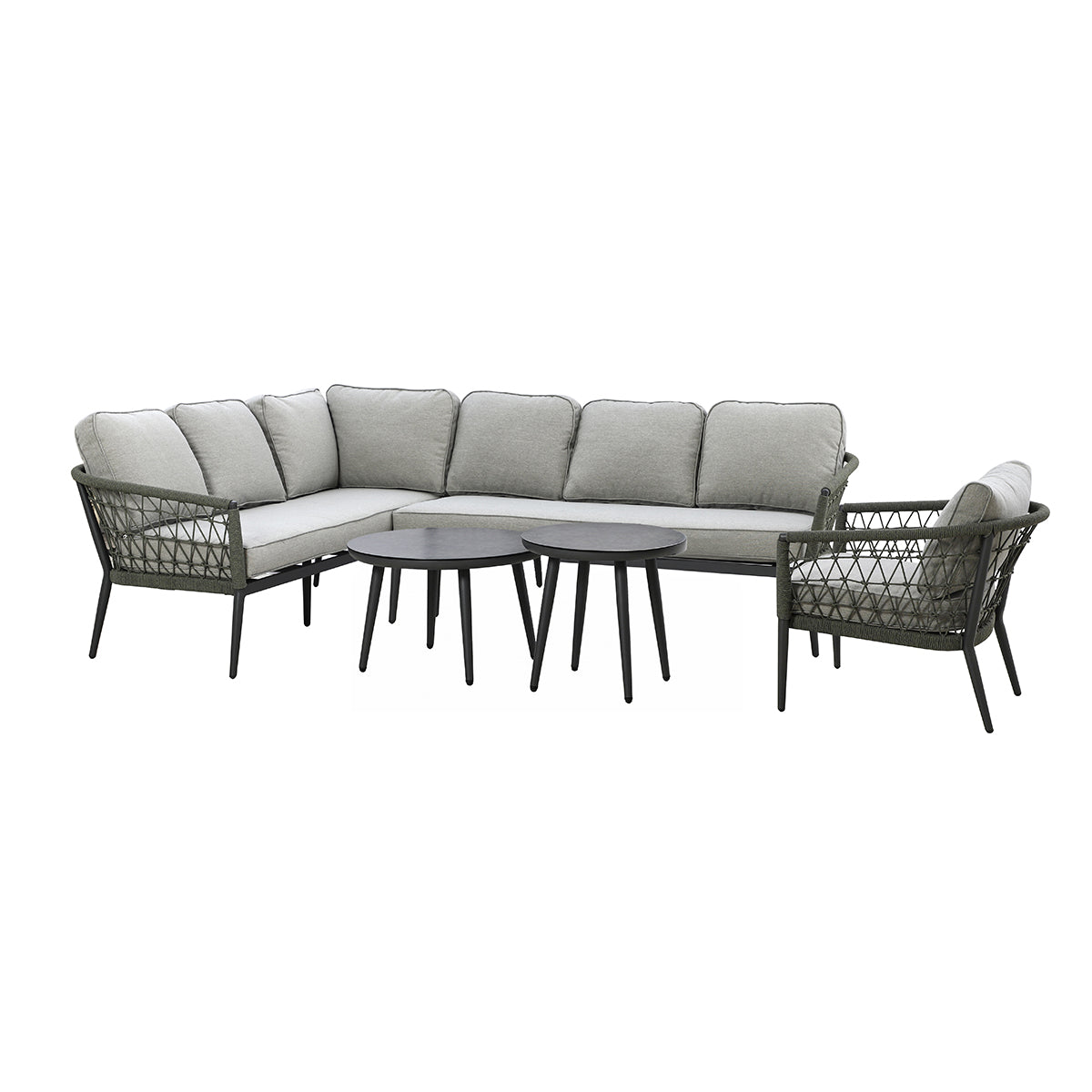 Monaco Large Corner Sofa Set with Armchair - Ivy Green