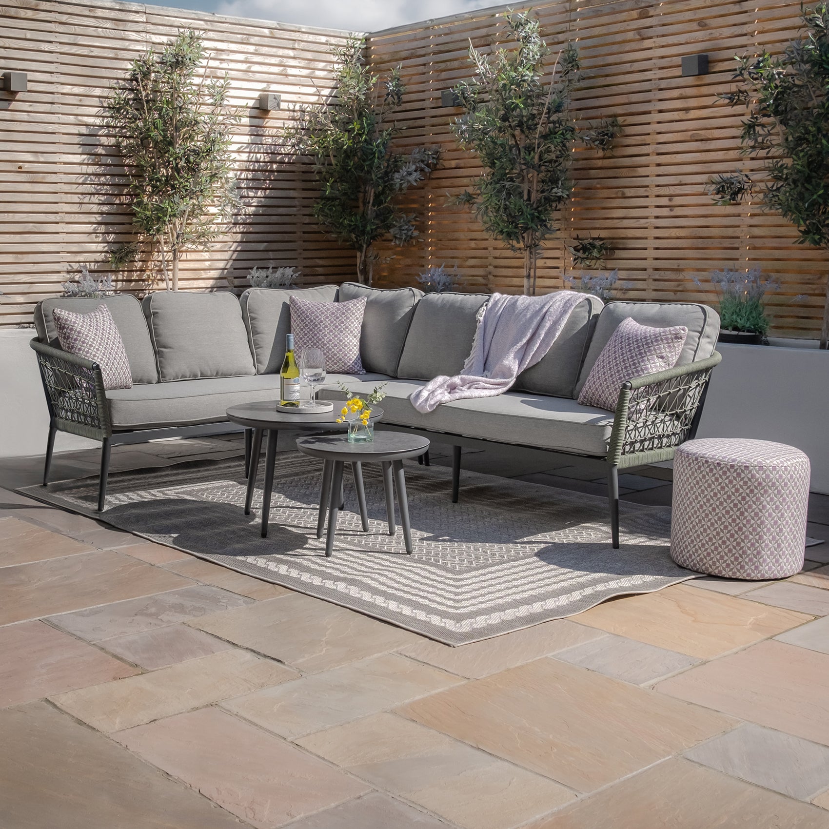 Monaco Large Corner Sofa Set - Ivy Green