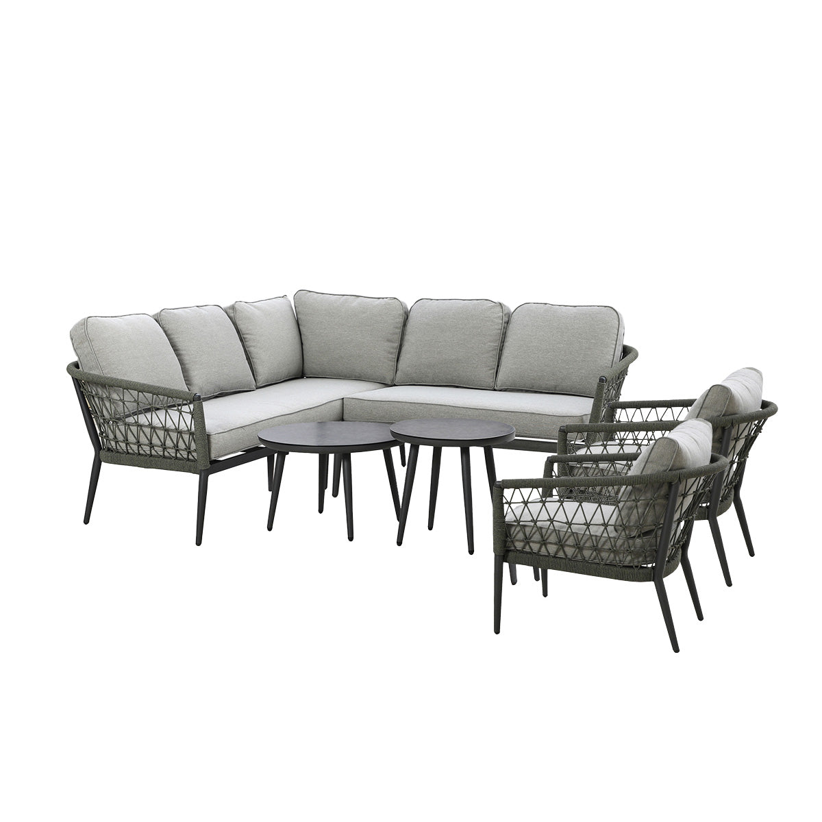Monaco Small Corner Sofa Set with Armchair Set of 2 - Ivy Green