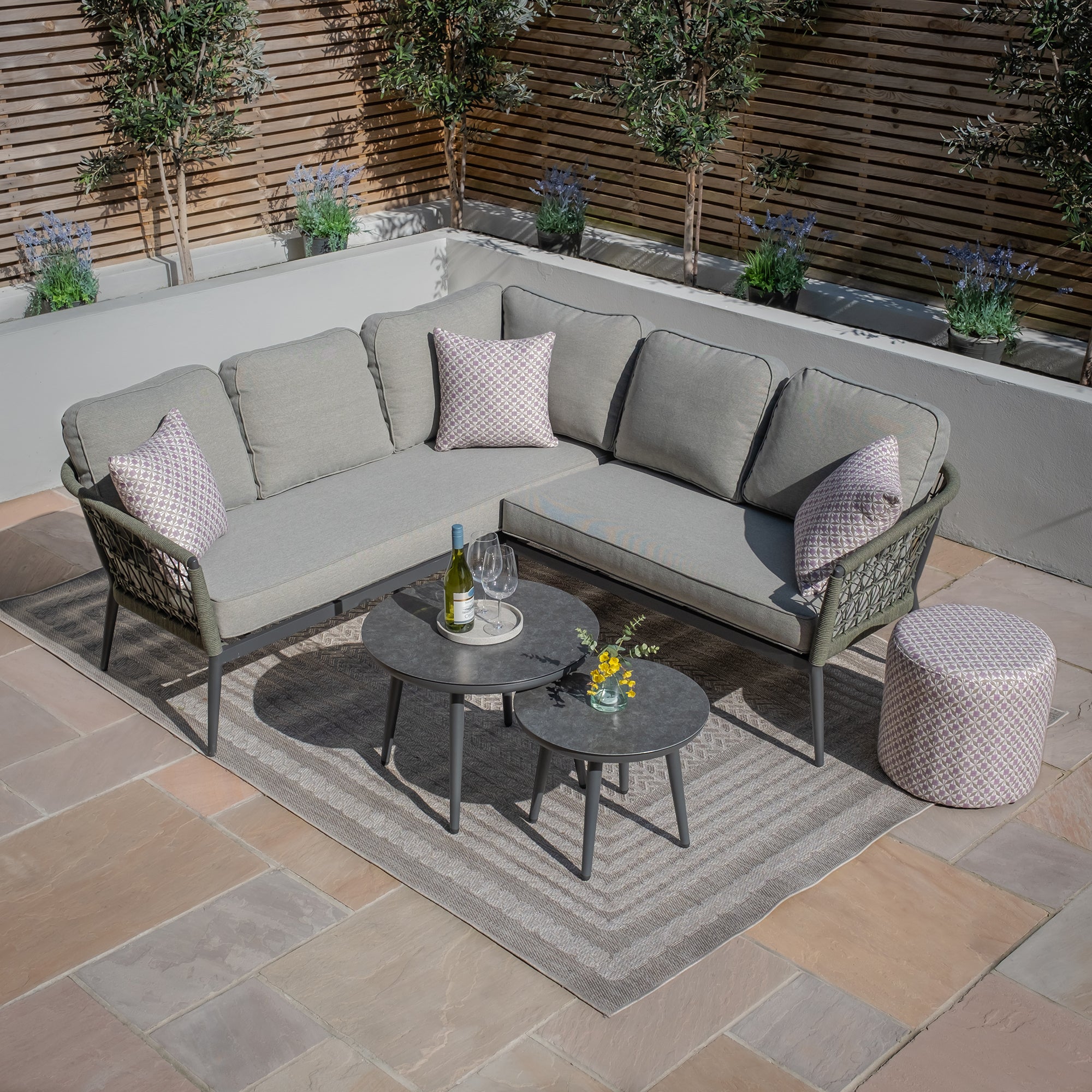 Monaco Small Corner Sofa Set - Ivy Green