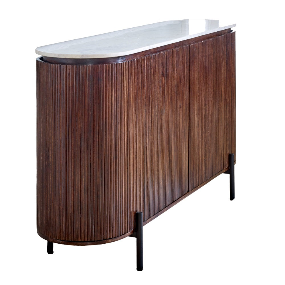 Melora Brown Mango Wood & White Marble Sideboard