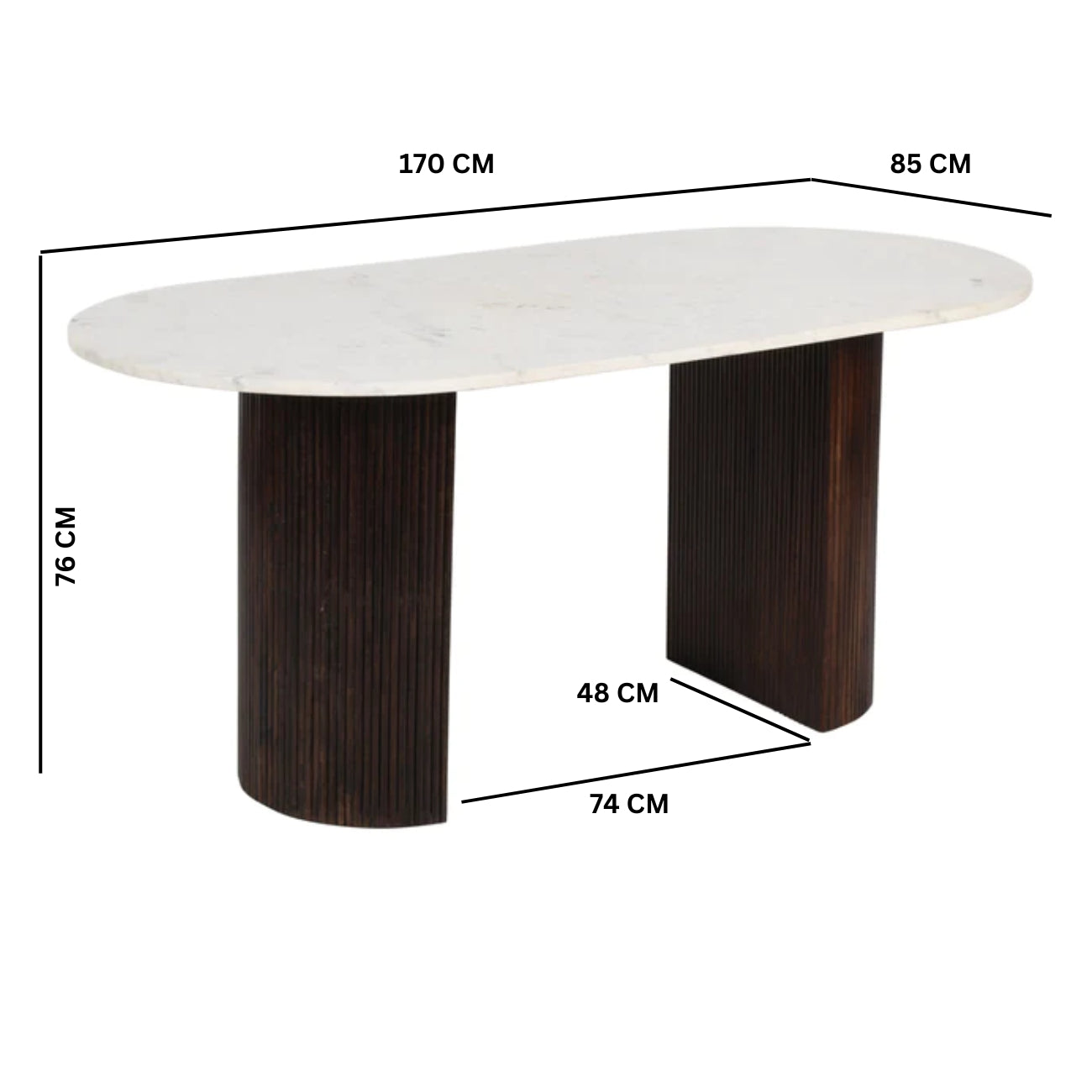 Melora Brown Mango Wood & White Marble Dining Table 170cm