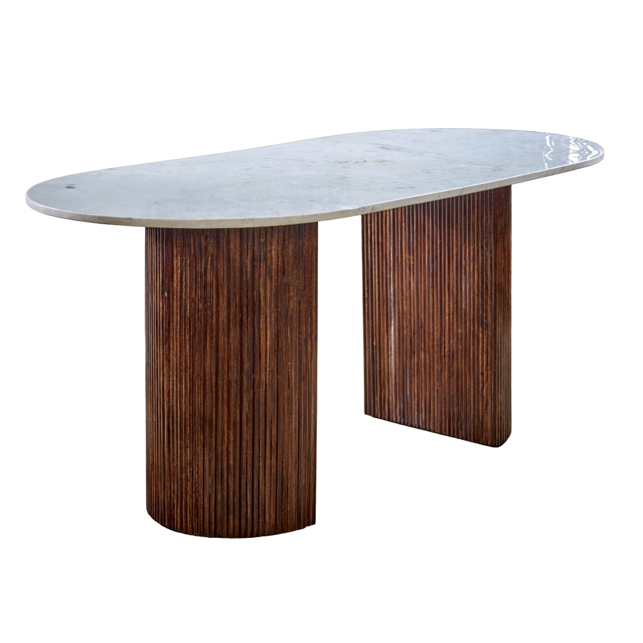 Melora Brown Mango Wood & White Marble Dining Table 170cm