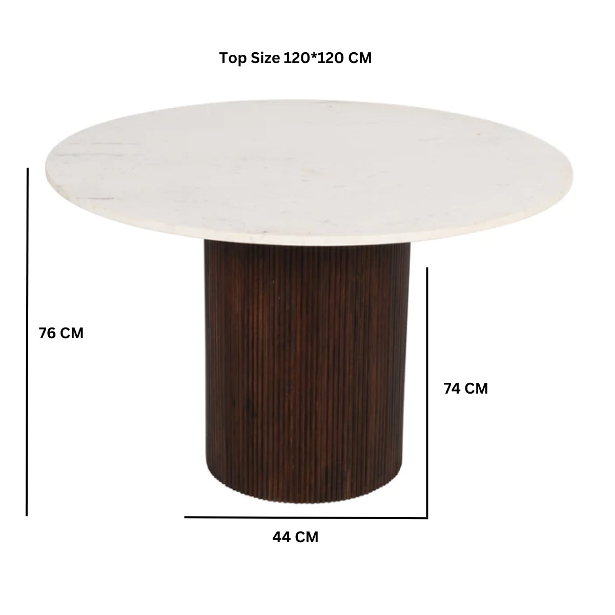 Melora Brown Mango Wood & White Marble Round Dining Table