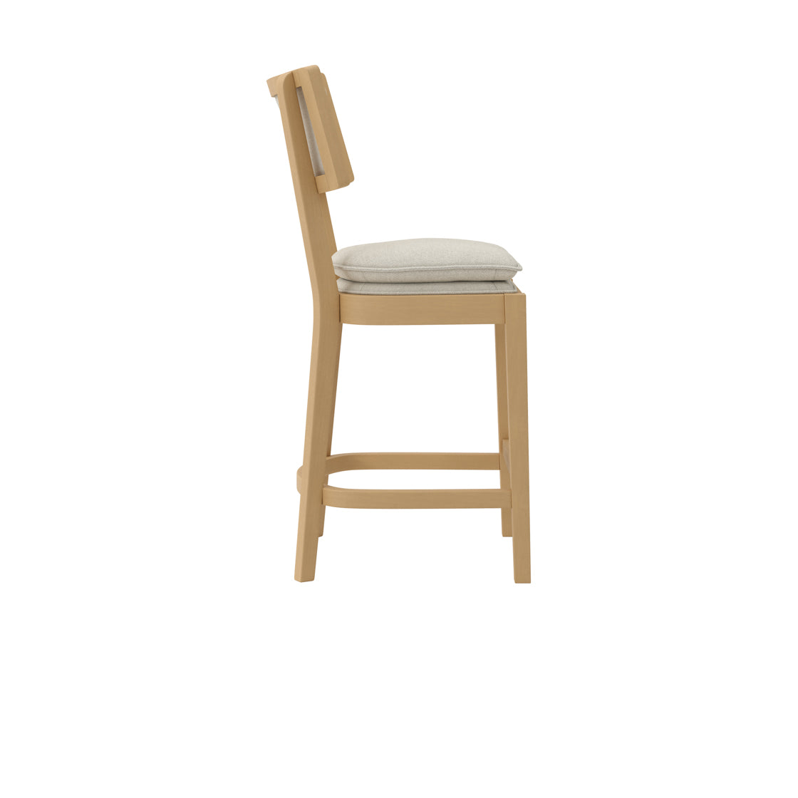 Maggie Natural Wood & Frost Fabric Counter Stool