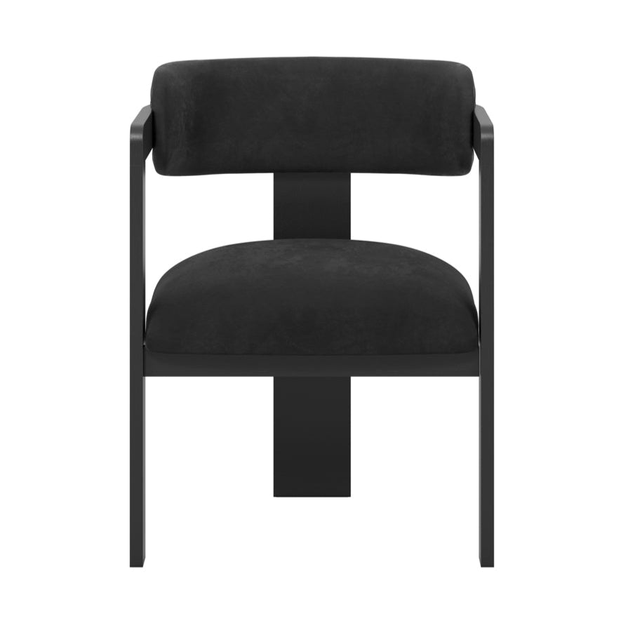 Mai Black Velvet & Black Wood Tripod Dining Chair