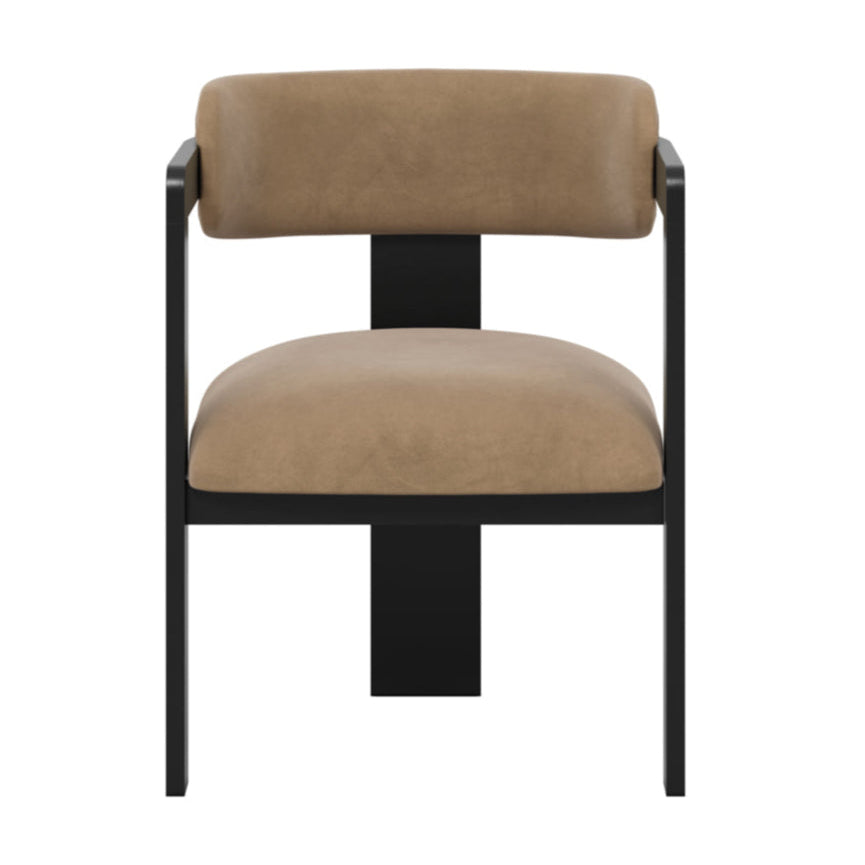 Mai Mole Taupe Velvet & Black Wood Tripod Dining Chair