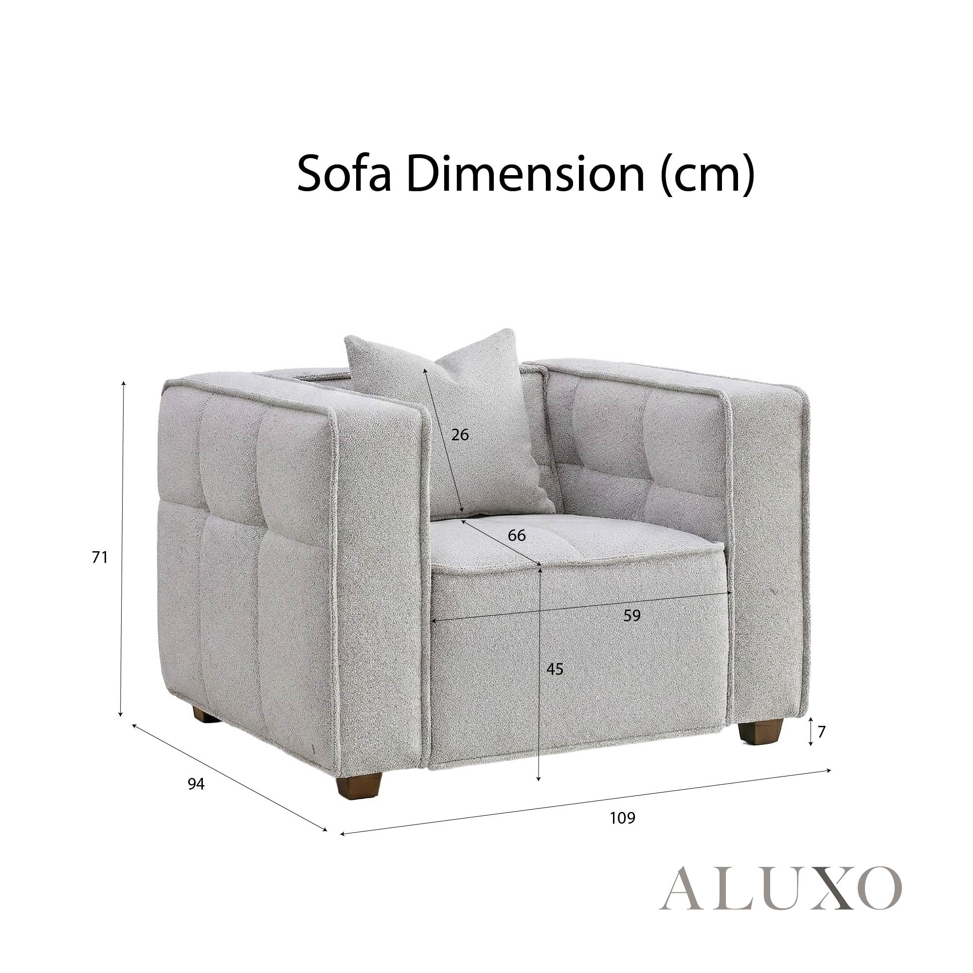 Aluxo Connell Putty Light Grey Boucle Armchair