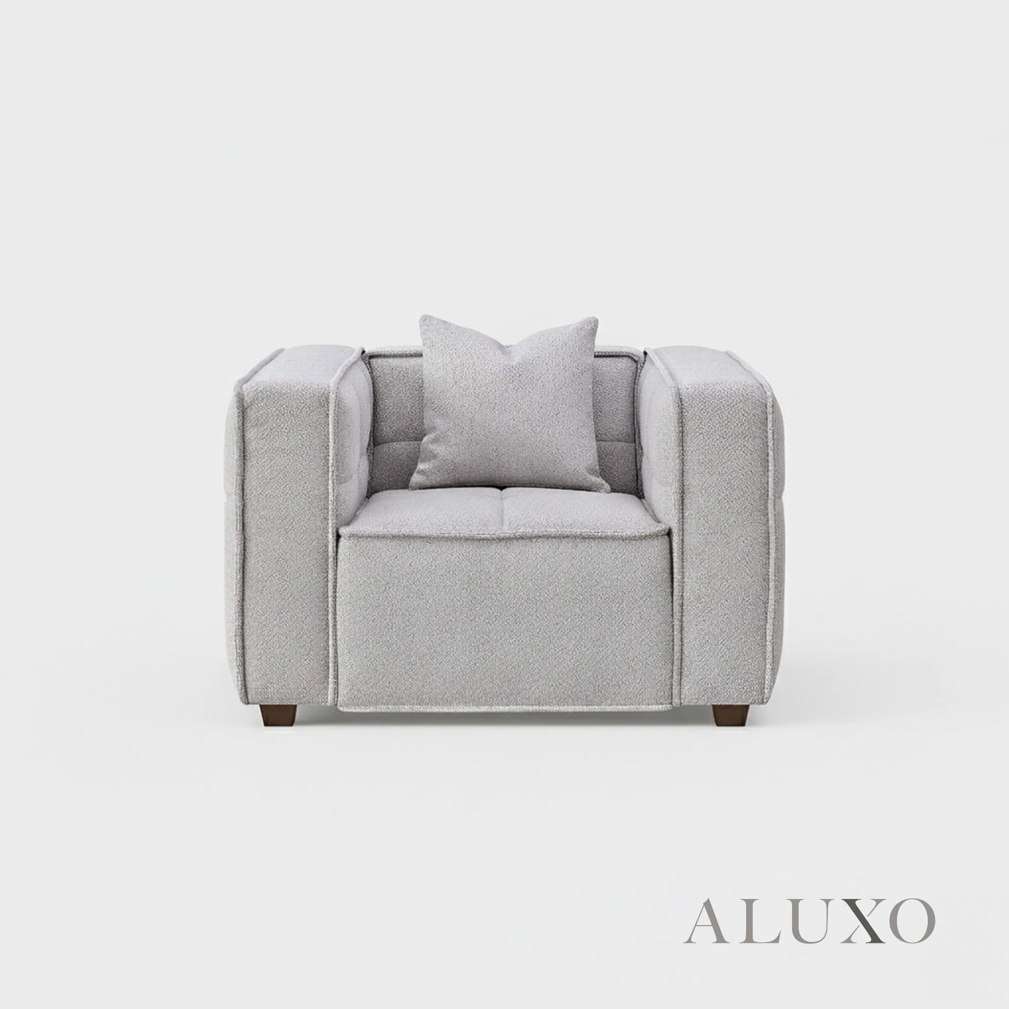 Aluxo Connell Putty Light Grey Boucle Armchair