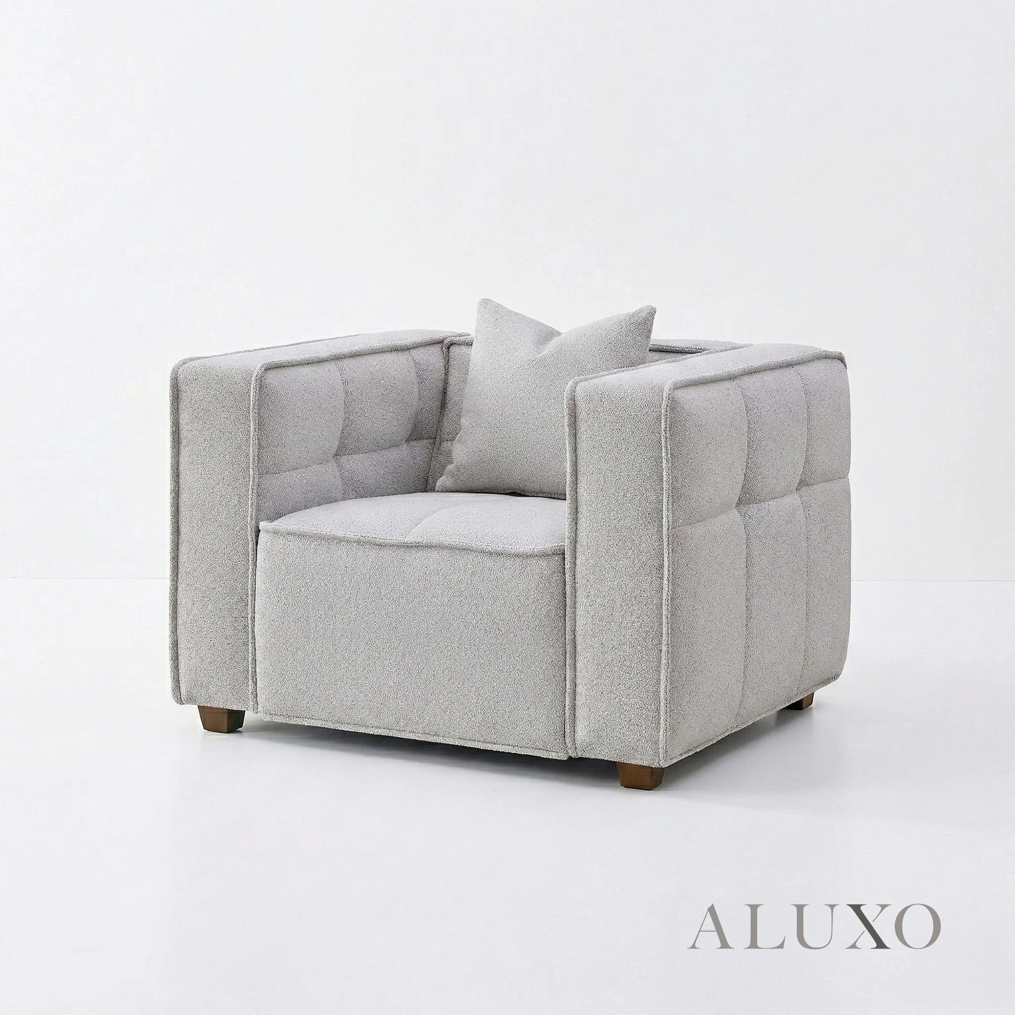 Aluxo Connell Putty Light Grey Boucle Armchair